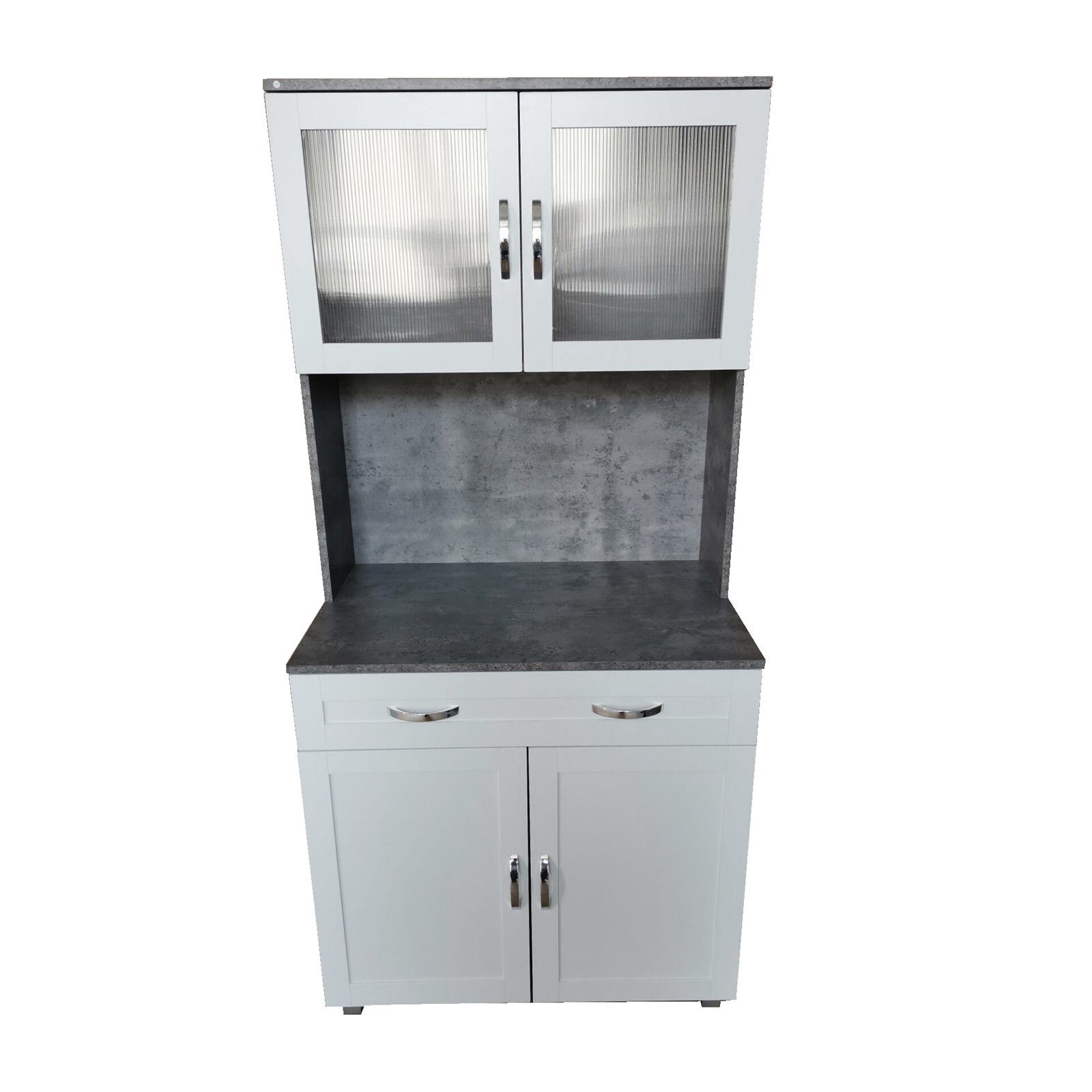 HTI-Line Hochschrank Küchenbuffet Blanca (1-St) Küchenschrank Hochschrank Beton Weiß