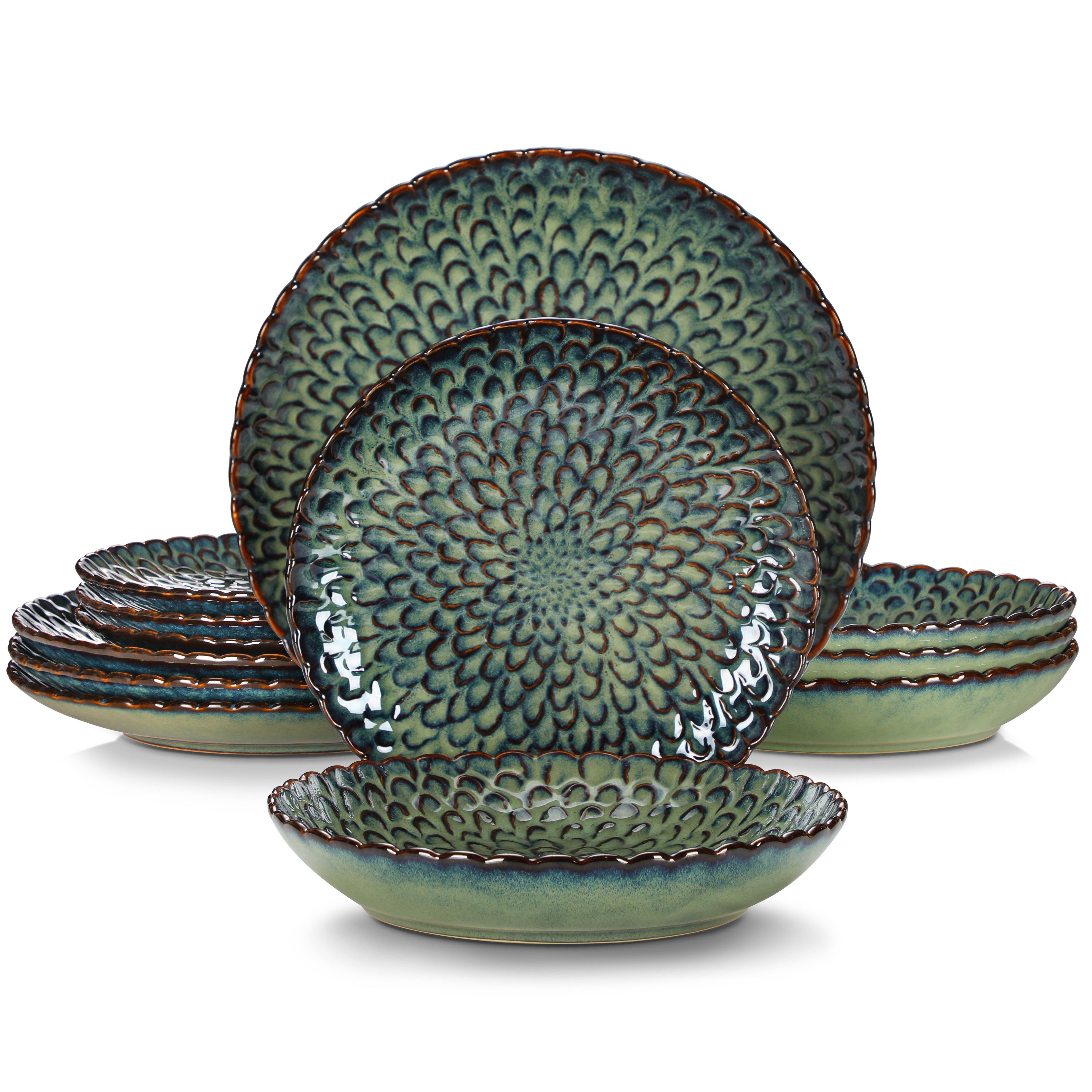 vancasso Geschirr-Set 12tlg Tafelservice, Geschirrset für 4 Personen, Steingut, Chrysantheme (12-tlg), 4 Personen, Steingut
