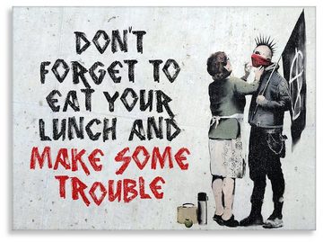 Leinwando Gemälde Banksy Pop Art Bilder / Make Some Trouble - Ärger machen / Street Art Graffiti Styled Gemälde zum aufhängen