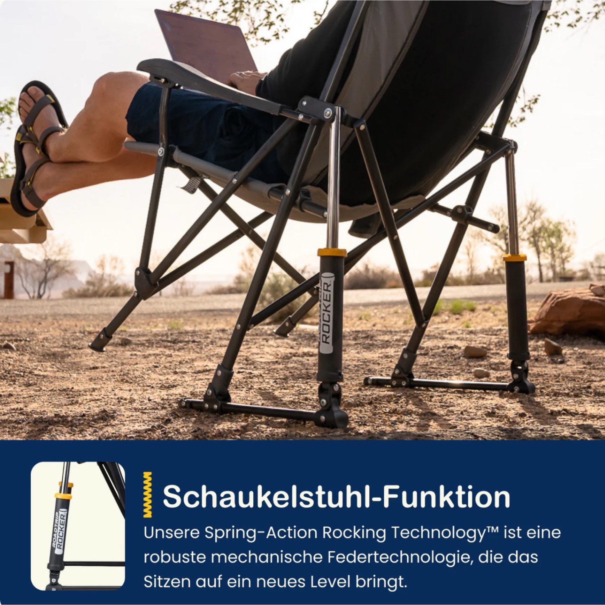 GCI Outdoor Fahrradlenker GCI Outdoor Roadtrip Rocker Outdoor Schaukelstuhl mit Getränkehalter