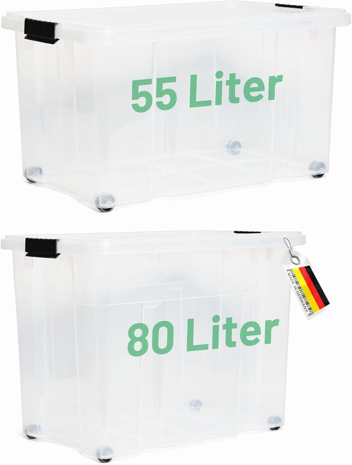 Novatool Aufbewahrungsbox 30544-TRA-S6 (1 St), Novaliv 2 tlg Sparset Aufbewahrungsboxen mit Deckel Transparent 1x80 L