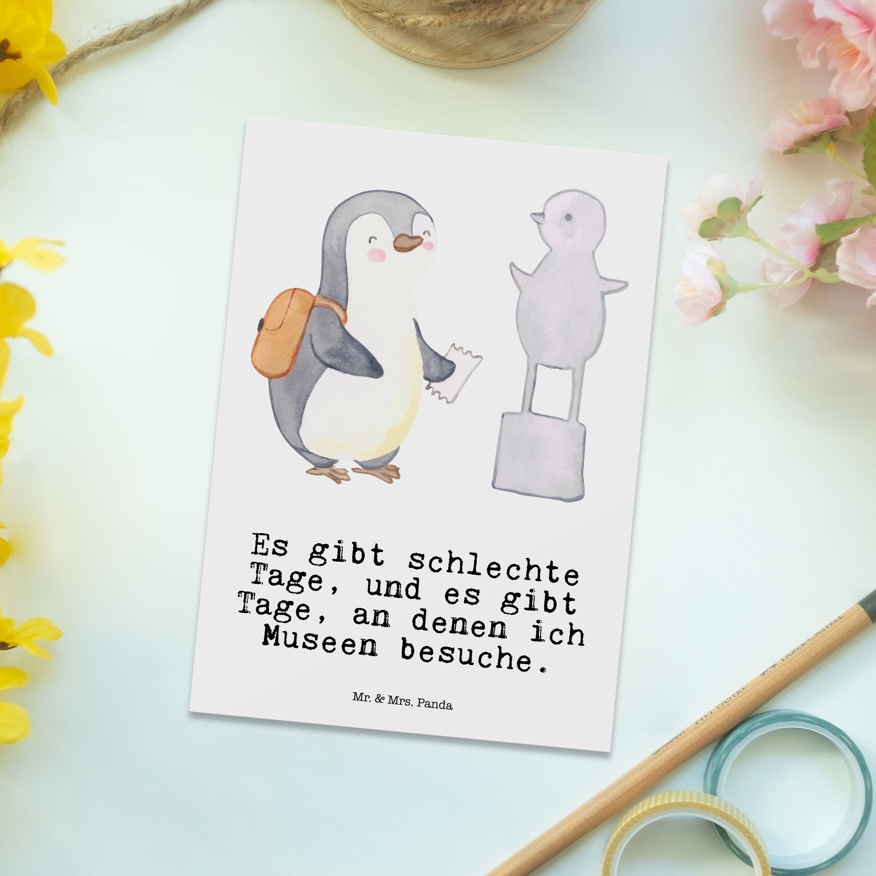 Mr. & Mrs. - Auszeichnung, Weiß Museen Museum Panda Tage Postkarte Pinguin - besuchen Geschenk