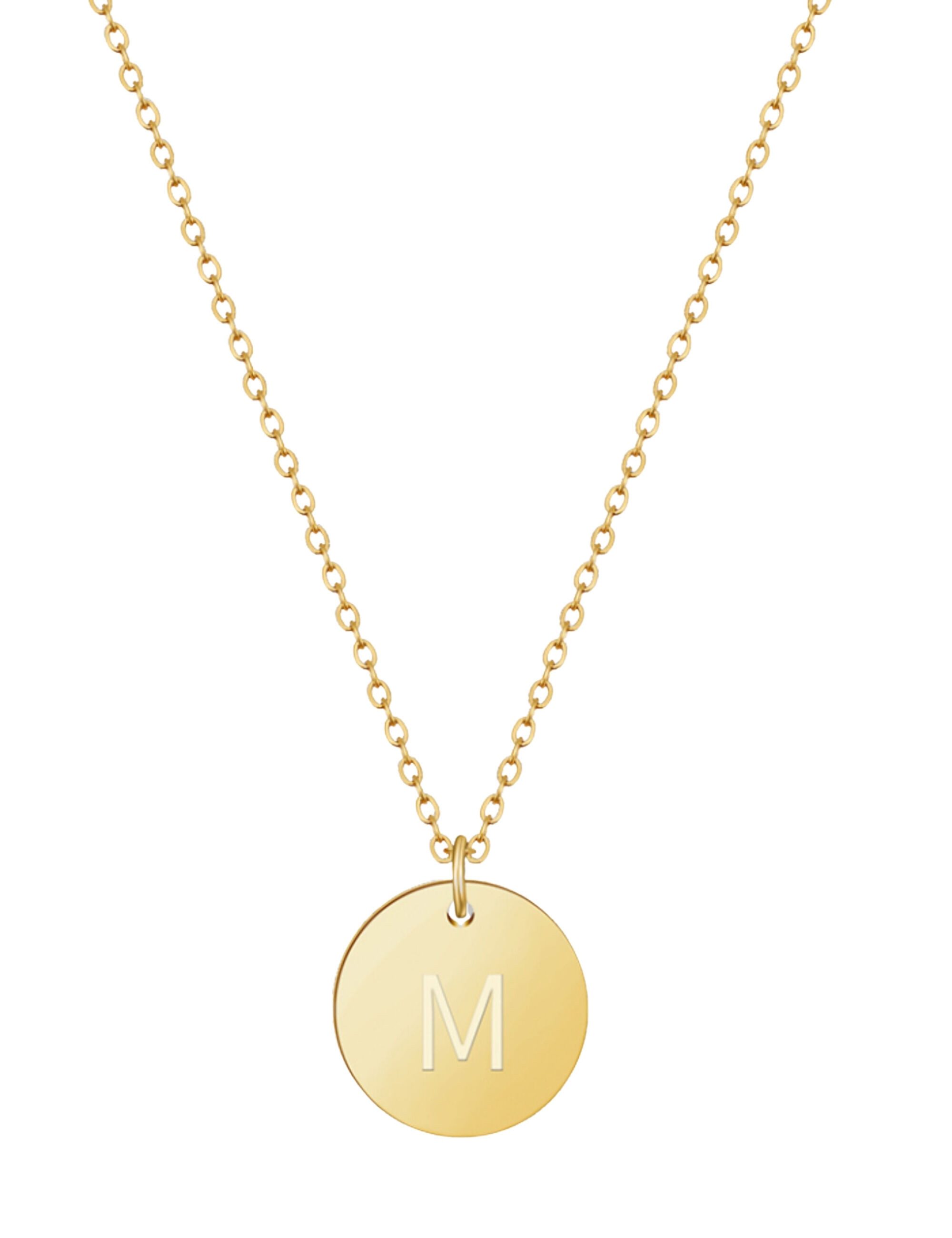 GOOD.designs Kette mit Anhänger, 18 K vergoldet mit Buchstaben-Coin M