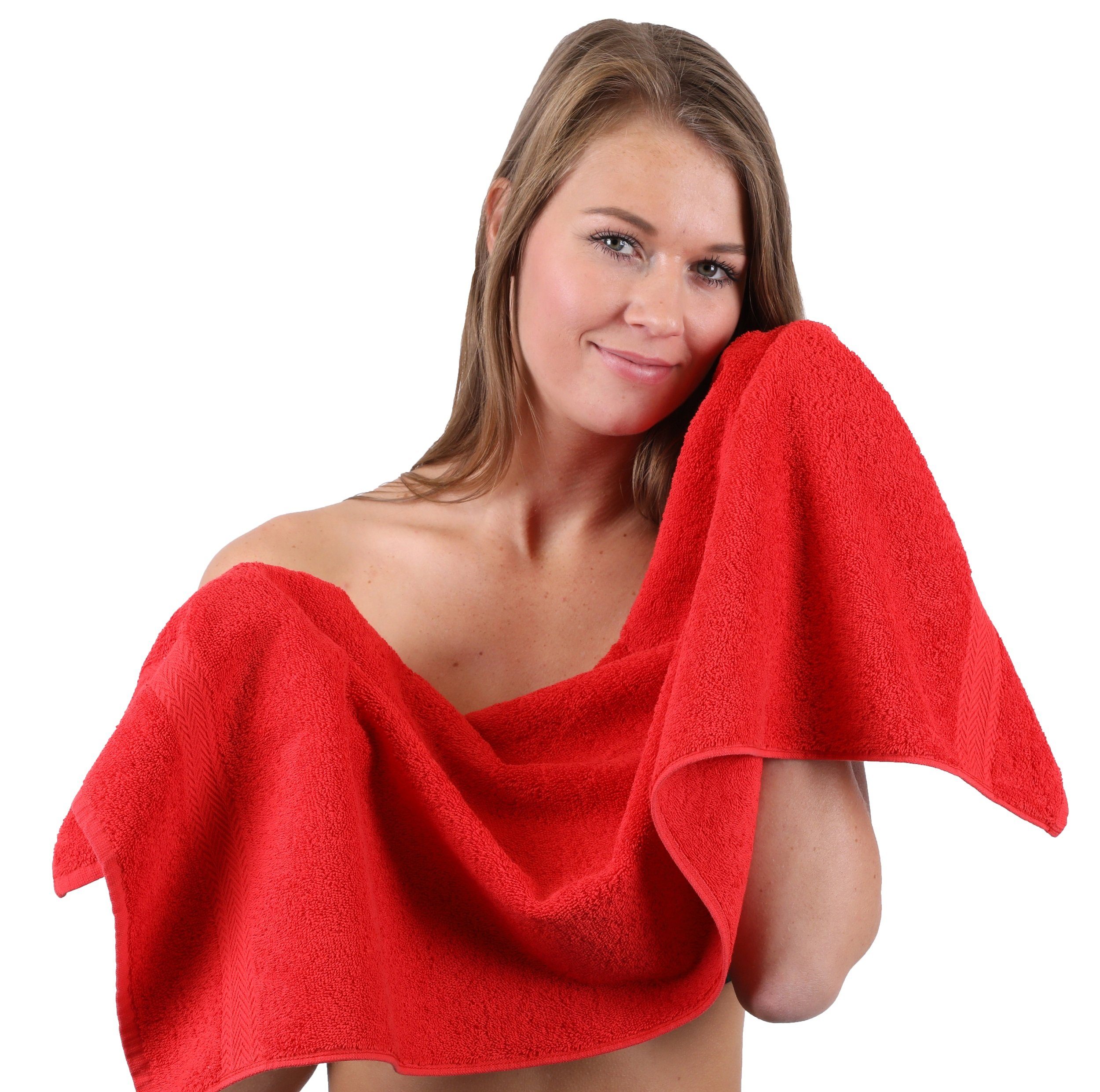 rot, Handtücher Premium Handtücher Betz Stück Baumwolle Farbe 4 und Handtücher 100% weiß 4