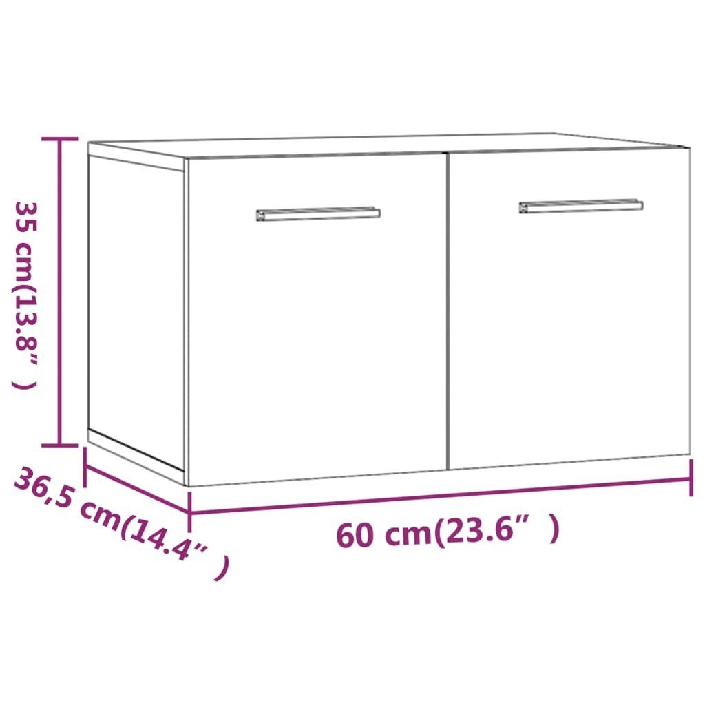 60x36,5x35 Hochglanz-Weiß Wandschrank Fächerschrank (1-St) Holzwerkstoff cm vidaXL