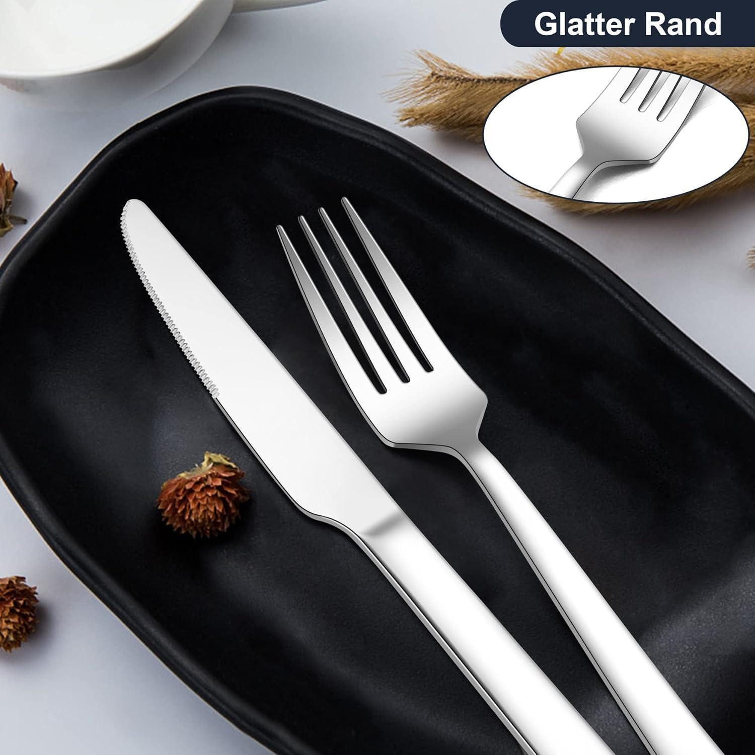 Herogo Steakbesteck 24-tlg. Steakbesteck-Set Edelstahl für 12 Personen Silber Steakmesser