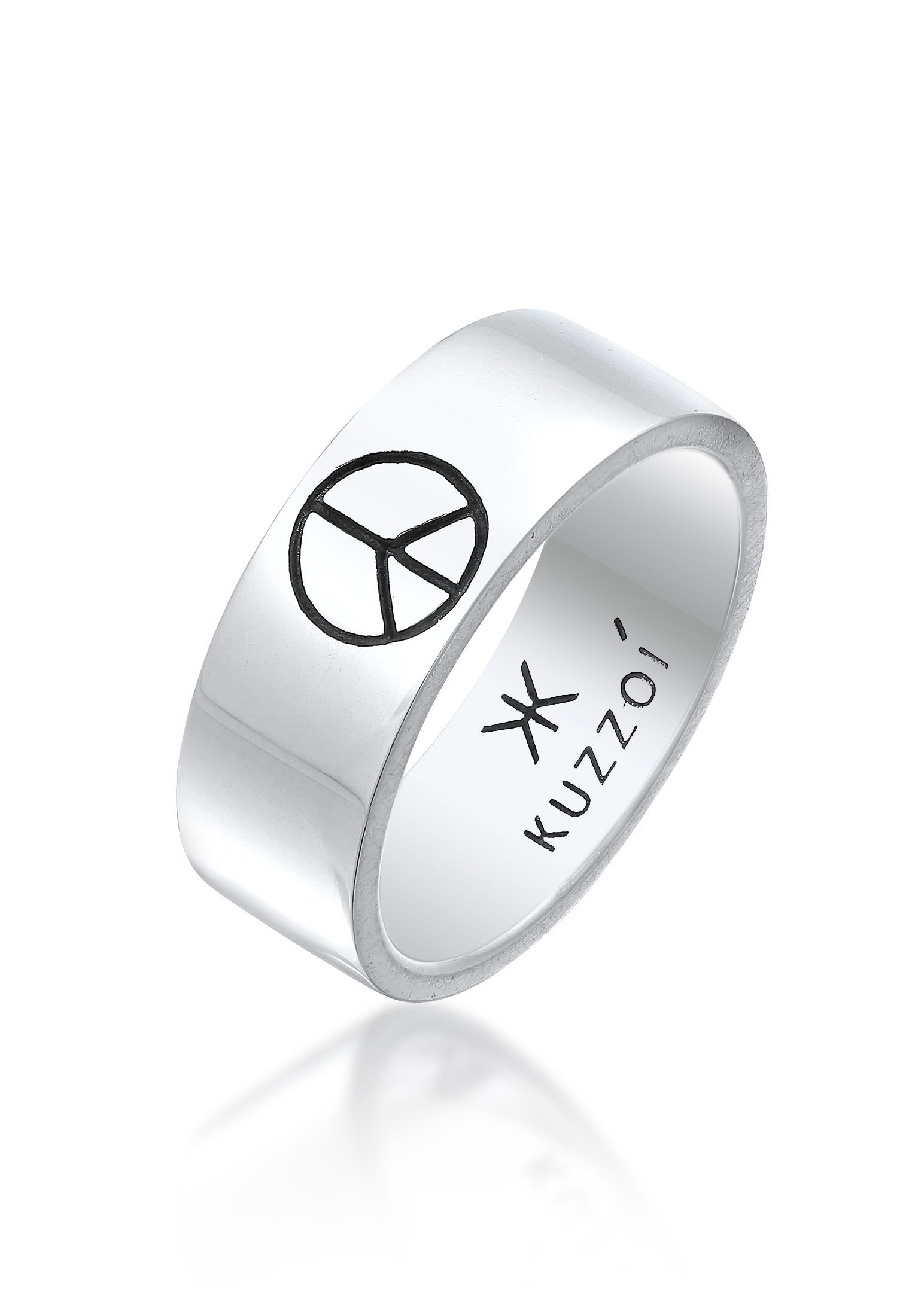 Kuzzoi Silberring Herren Bandring Peace Oxidiert 925 Silber