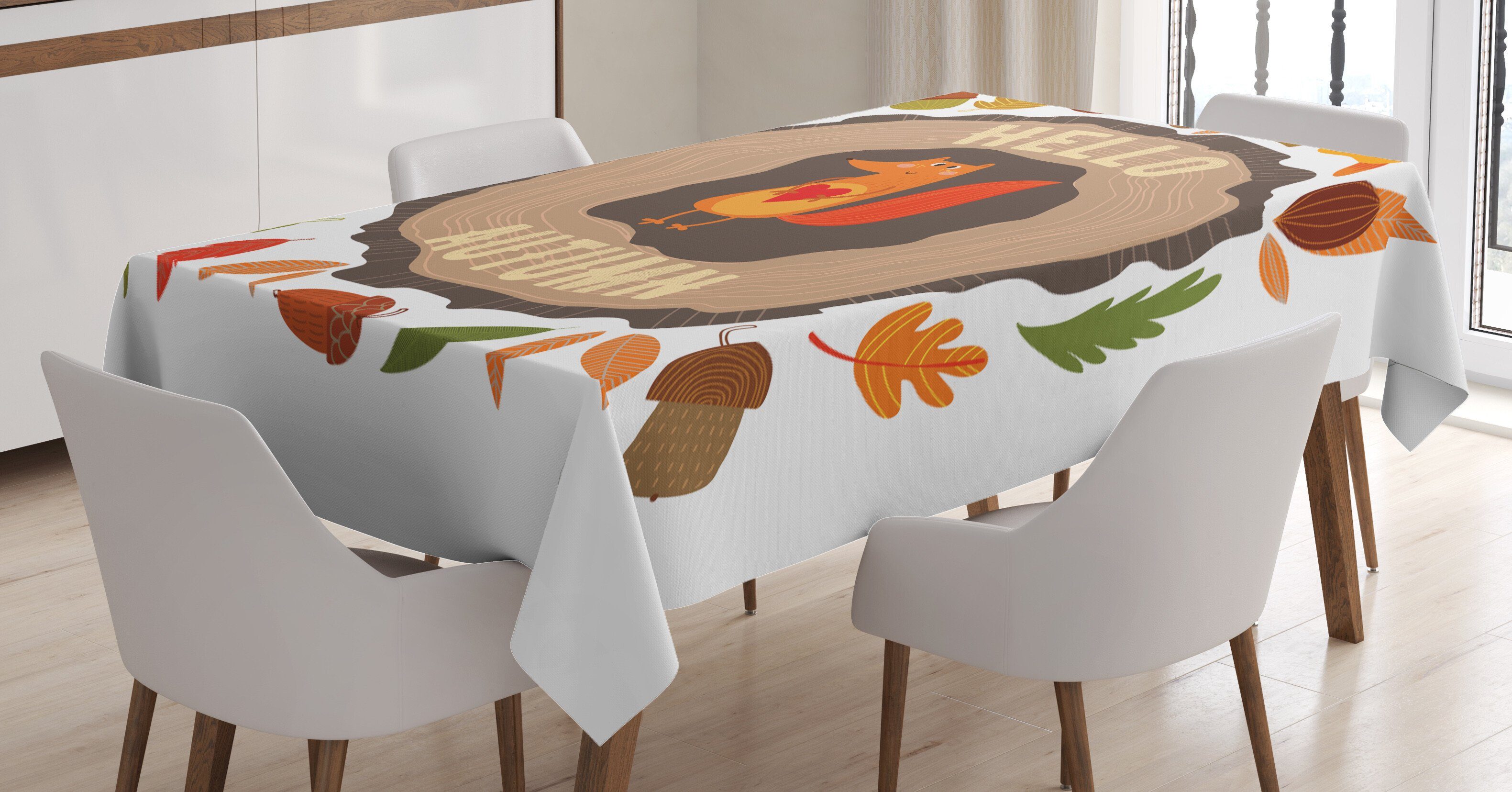 Abakuhaus Tischdecke Farbfest Waschbar Für den Außen Bereich geeignet Klare Farben, Hallo Herbst-Thema WeinleseFox | Tischdecken