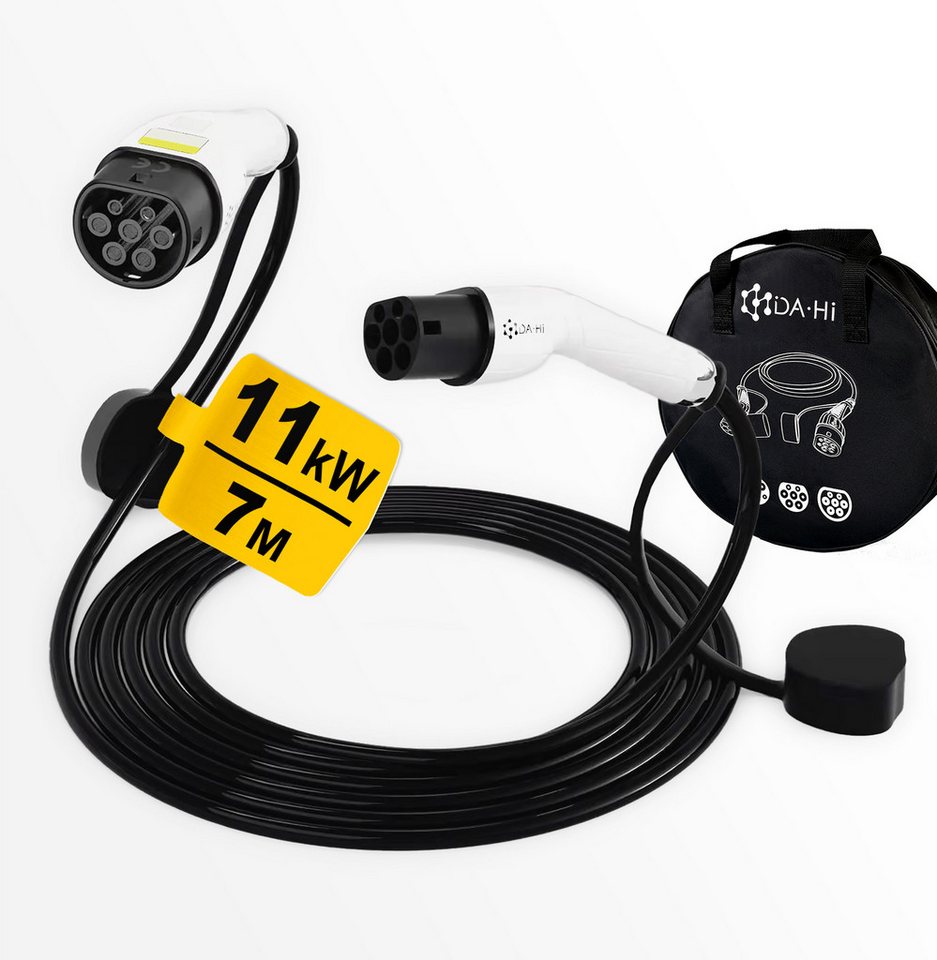 DA·Hi Typ 2 EV Elaktroauto Ladekabel 7.4 / 11 / 22 kW Autoladekabel, (700 cm), geeignet für alle gängigen Elektro-Fahrzeuge, 16A, 32A, 7,4/11/22 kW