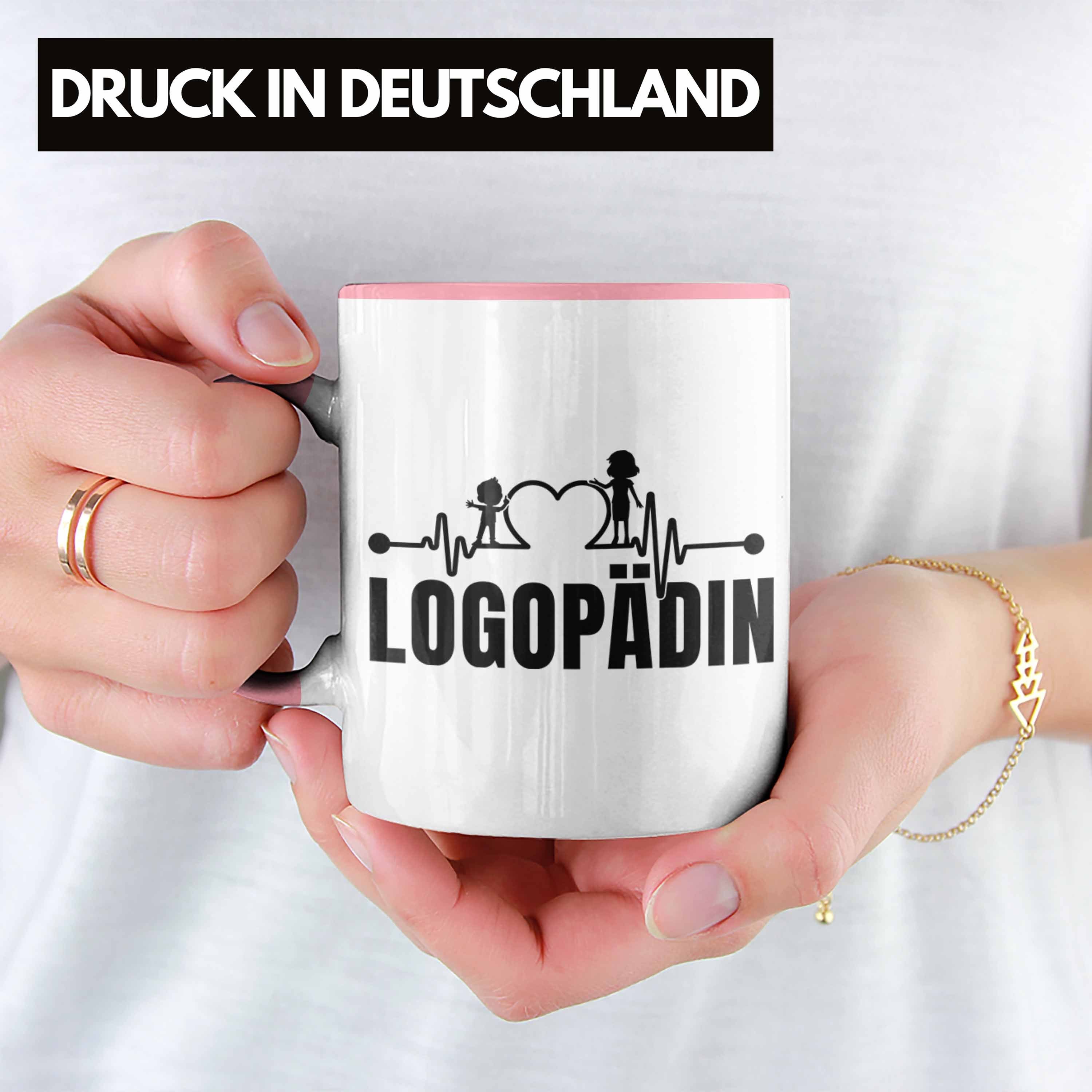 Trendation Tasse Logopäde Rosa Logopädie Herzschlag - Tasse Geschenk Logopädin Trendation