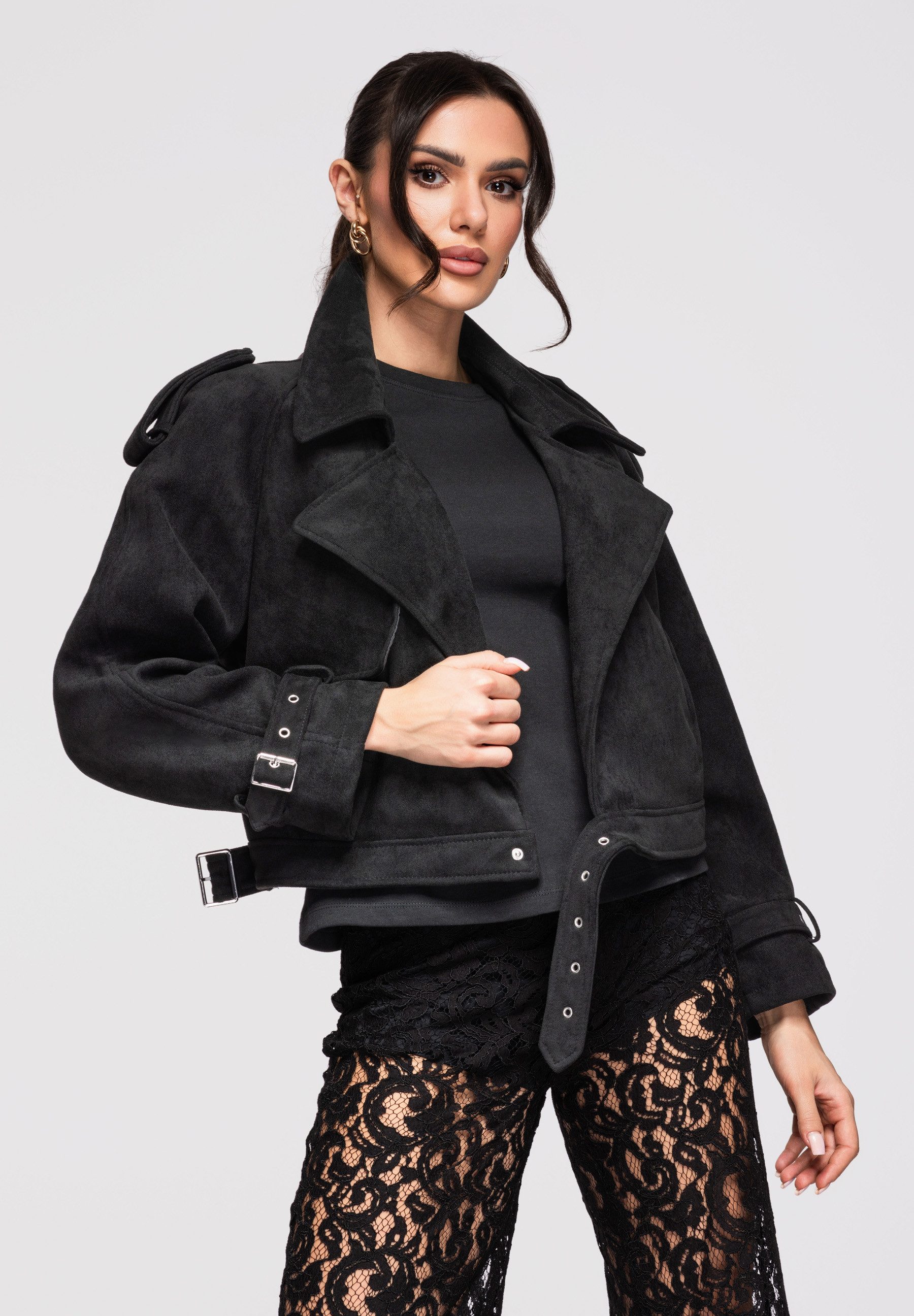 OMBRE Trenchcoat Taillierte Damenjacke im Trenchcoat-Stil mit Gürtel vom Trenchcoat inspirierter Schnitt