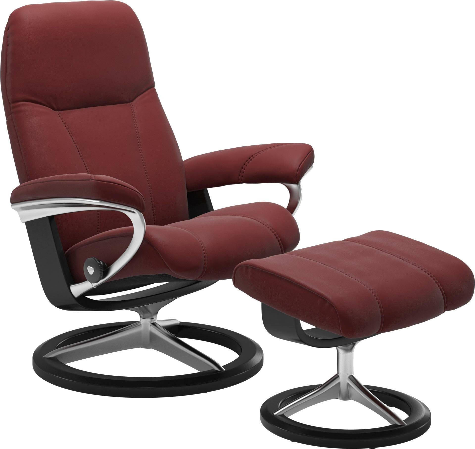 M, Signature mit Größe (Set, mit Relaxsessel Base, Gestell Schwarz Consul Hocker, Stressless® mit Relaxsessel Hocker),