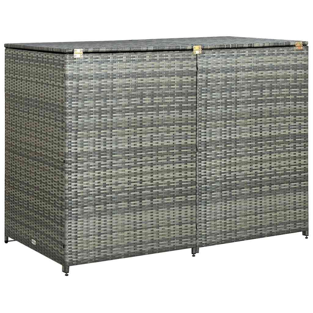 vidaXL Gartenhaus Mülltonnenbox für 2 Tonnen Poly Rattan Anthrazit 148×77×111 cm