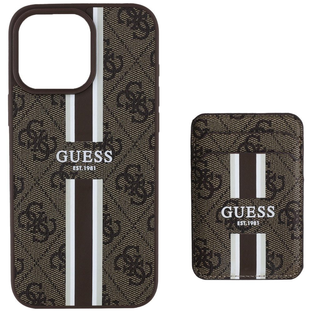 Guess Handyhülle Schutzhülle Kartenfach Magnethalterung 6,9 Zoll, MagSafe, Kartenfach, Kunstleder, 4G-Muster