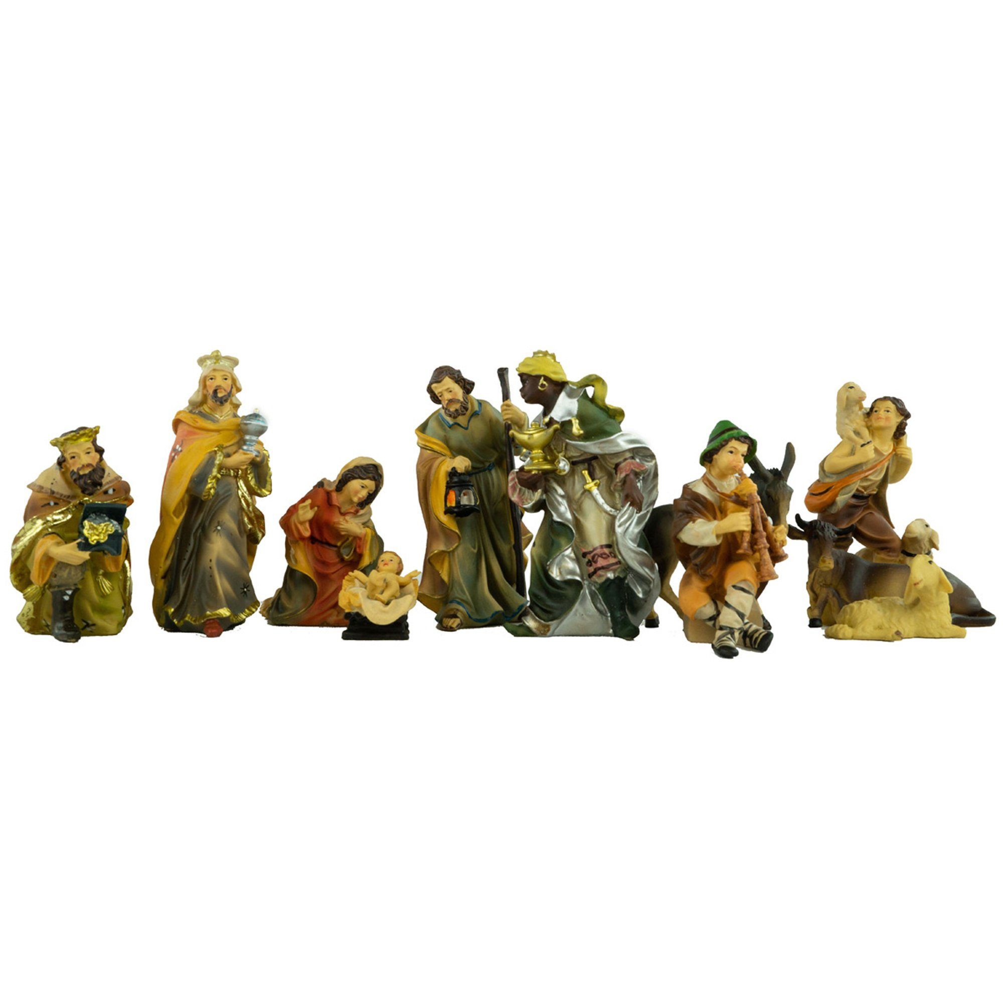 dekoprojekt Krippenfigur Krippenfiguren 12-tlg., ca. 11 cm, K 001 (Set, 12 St., 12-tlg), handbemalte Krippenfiguren