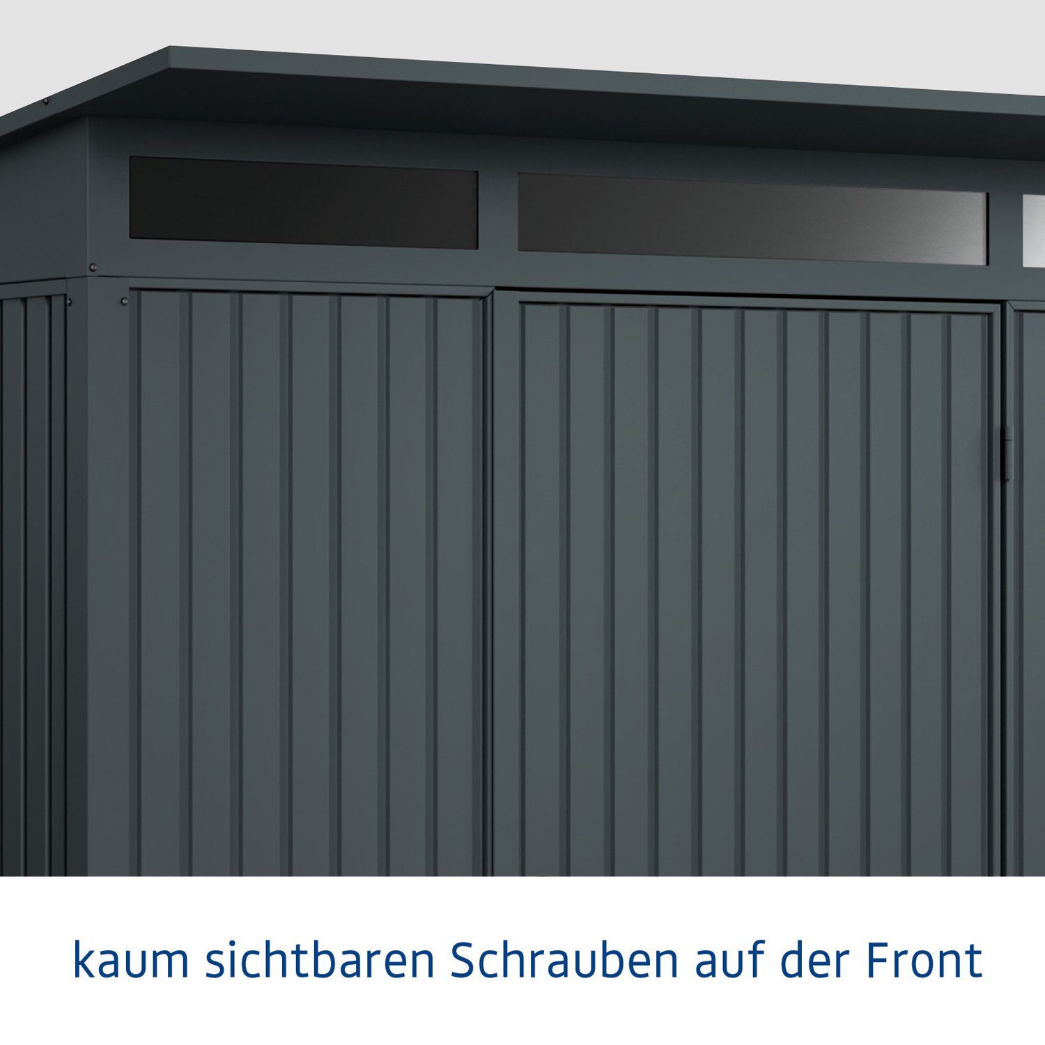 Hörmann Ecostar Gerätehaus Trend Metall-Gerätehaus 2-flüglige anthrazitgrau Pultdach mit Typ Tür 3