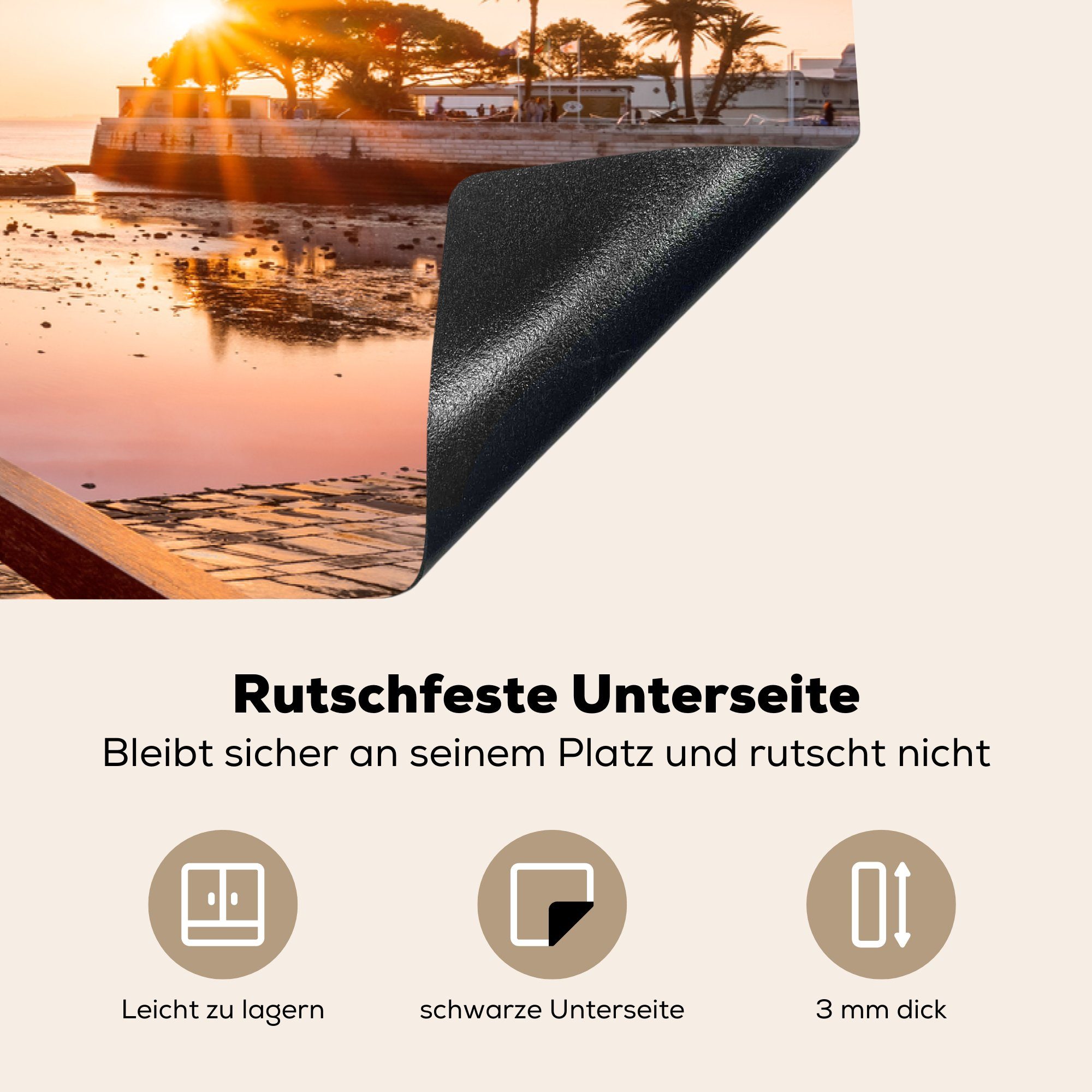 MuchoWow Herd-Abdeckplatte Sonnenaufgang in Portugal, Vinyl, (1 tlg), Cerankochfeld Abdeckung, Herd Abdeckplatten Vinyl, 76x51 cm