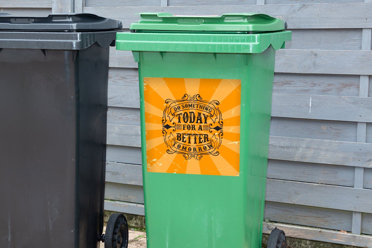 Mülleimer-aufkleber, (1 Sticker, Wandsticker Mülltonne, Gestaltung MuchoWow Abfalbehälter - Jahrgang St), Container, Text -