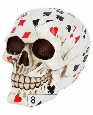 Horror-Shop Dekofigur Totenschädel mit Pokerkarten Design
