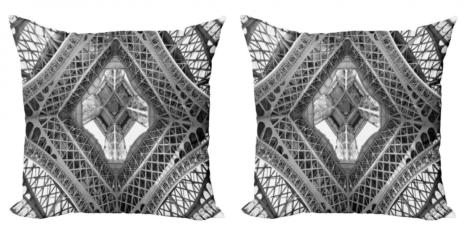 Kissenbezüge Modern Accent Doppelseitiger Digitaldruck, weiß (2 Paris Eiffel Stück), Abakuhaus Schwarz und