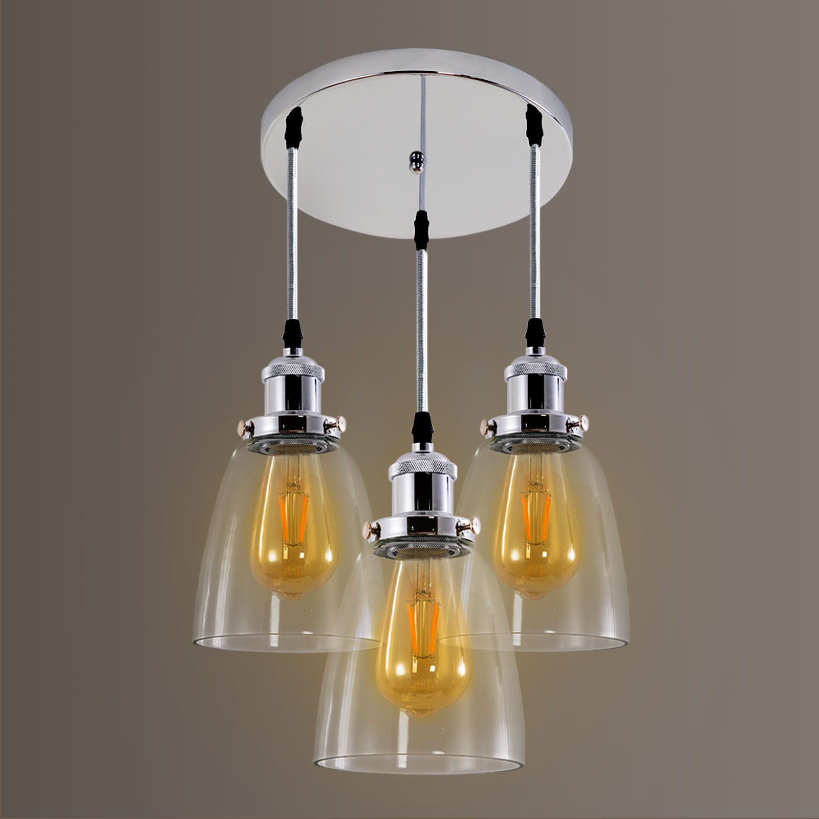 POPOLIC Pendelleuchte Industrielle Pendelleuchte mit höhenverstellbarem Kabel bis 190cm, E27 Fassung, für Wohnzimmer, Küche, Bar oder Home-Office