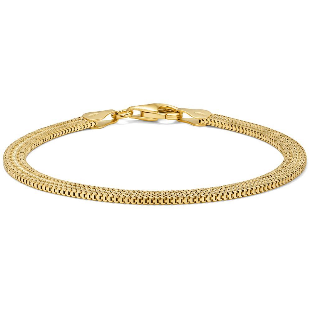 Miore Armband SIL013B - 18 kt vergoldetes 925 Sterling Silber - Mesh Armband 19 cm, Breite 4,7mm Made in Italy