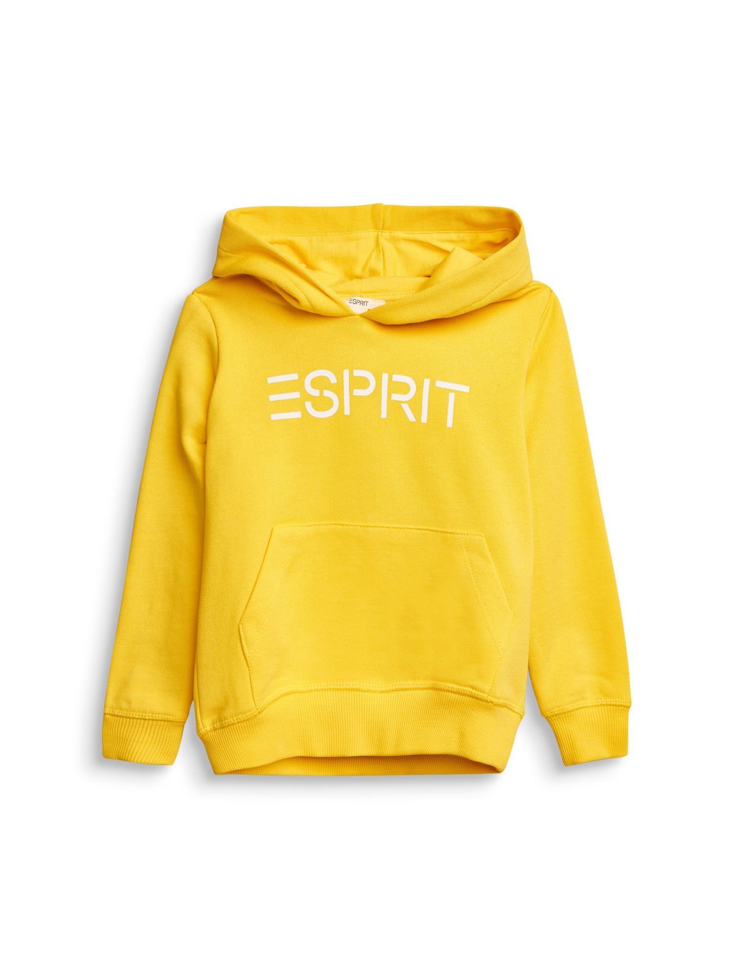 Esprit Sweatshirt Hoodie mit Logo-Print, 100% Baumwolle (1-tlg), Elastisch  gerippte Abschlussbündchen