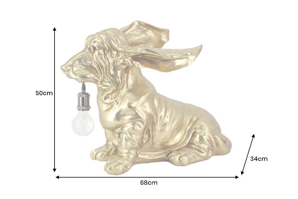 riess-ambiente Tischleuchte DACKEL 70cm gold – Hunde-Skulptur, handgefertigt, Statement Piece, keine besonderen Funktionen, ohne Leuchtmittel, ikonische Deko-Ob – Bild 4 von 5