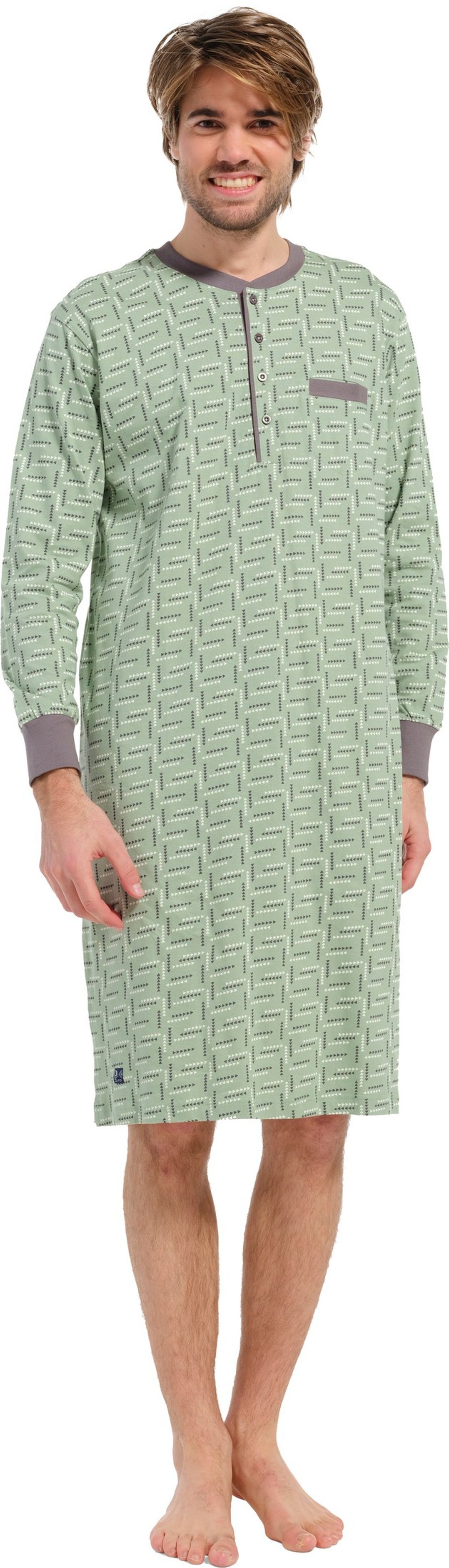 mit Baumwolle Nachthemd (1-tlg) Pastunette Knopfleiste Schlafshirt Herren