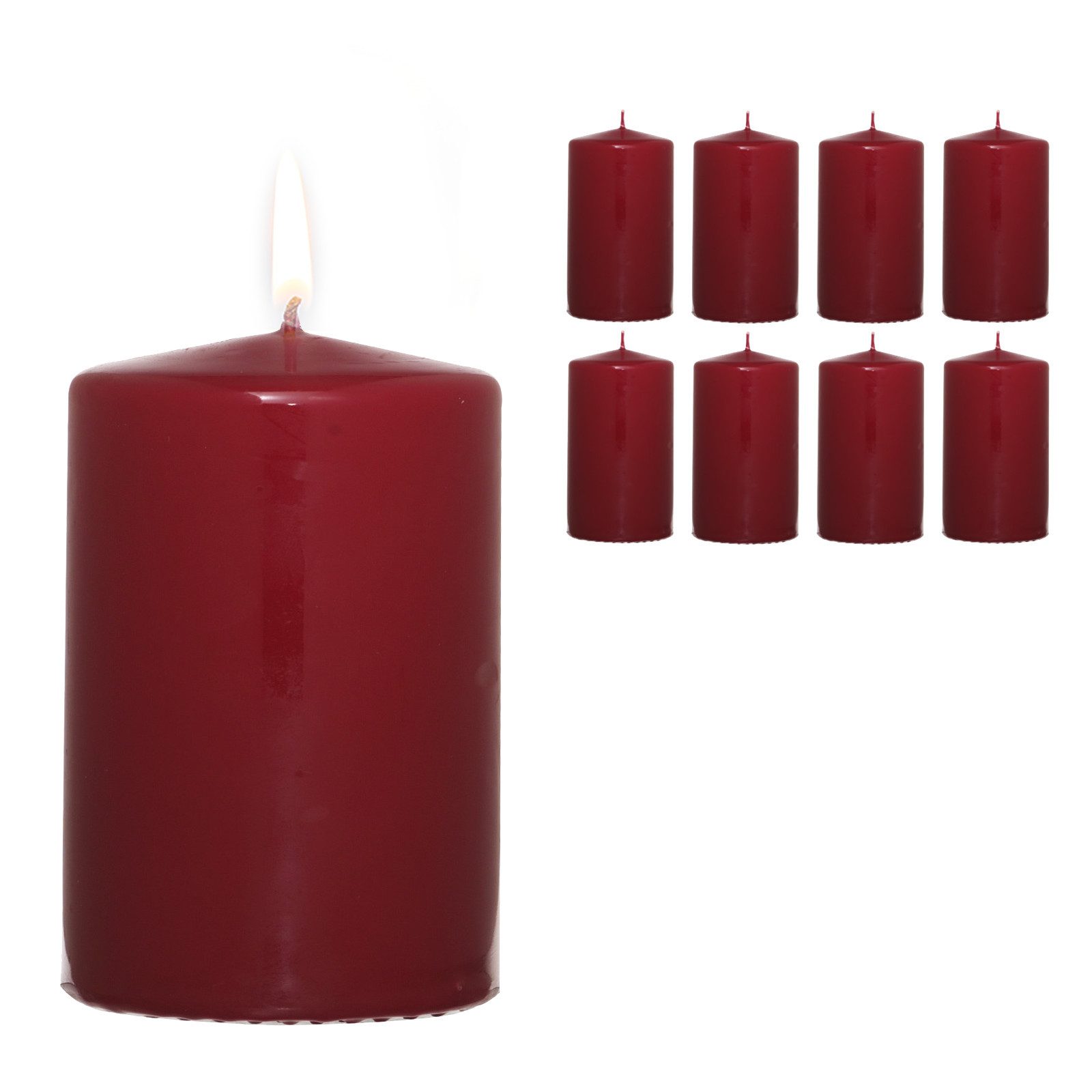 Candelo Stumpenkerze Stumpenkerzen Bordeaux 8er Set – Weihnachtskerzen 4,8x günstig online kaufen