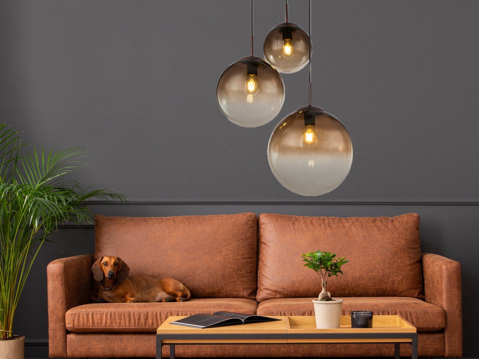 GLOBO LIGHTING LED Pendelleuchte, LED wechselbar, warmweiß, mehrere Glas-kugeln modern Designerlampe mehrflammig Treppenhaus Ø51cm