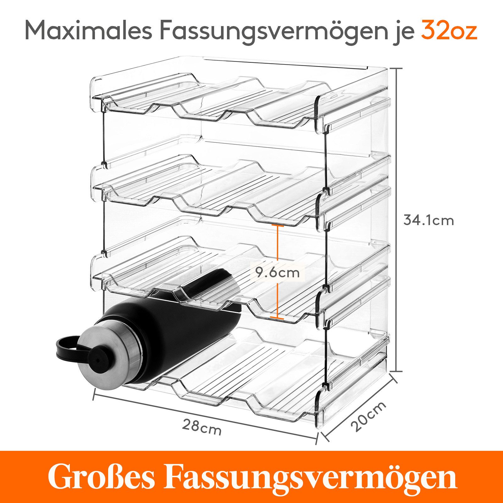 Lifewit Küchenorganizer-Set Stapelbarer Flaschenhalter für Schrank, Gefrierschrank, Vorratskammer, Stapelbar – Bild 5 von 5