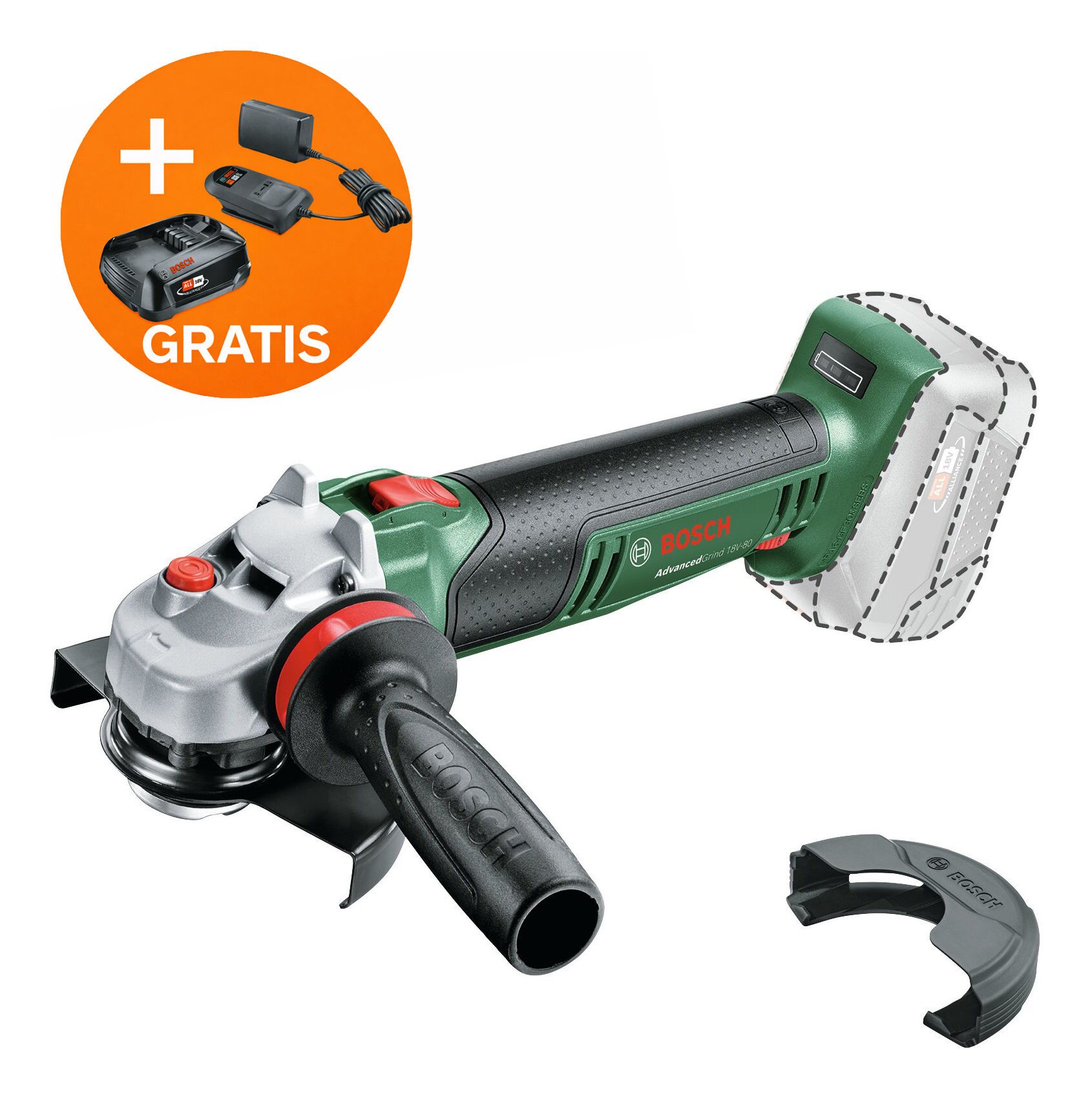 BOSCH Akku-Winkelschleifer AdvancedGrind 18V-80 plus, max. 12000 U/min, Gratis-Starter-Set - im Karton
