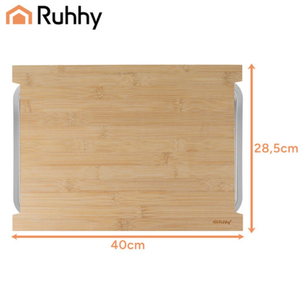 Ruhhy Schneidebrett Bambusschneidebrett Küchenbrett, Bambus, (Spar-Set, 1-St., Feuchtigkeitsbeständigkeit), geschnittenes Gemüse, Obst oder Fleisch kann direkt gesammelt werden