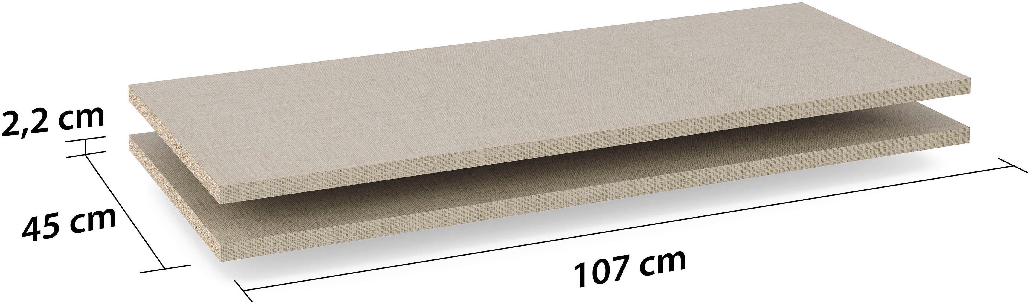 rauch Einlegeboden Zubehör für Rauch-Schwebetürenschränke BLUE, 2er-Set Breite 107 cm, Tiefe 45 cm