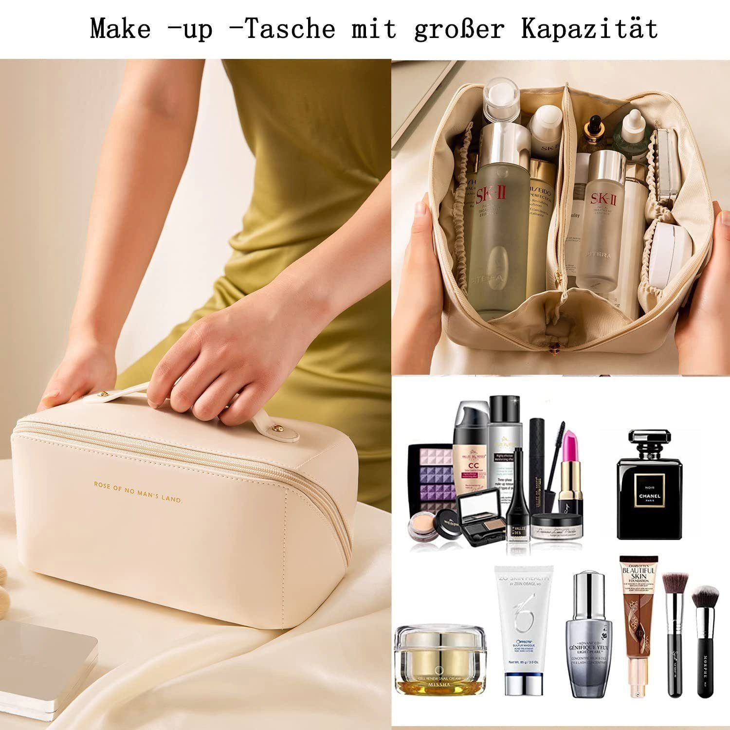 Kosmetiktasche, Kulturbeutel Kosmetiktasche ‎‎braun Reise AUKUU Gro? Kapazit?t Kulturbeutel