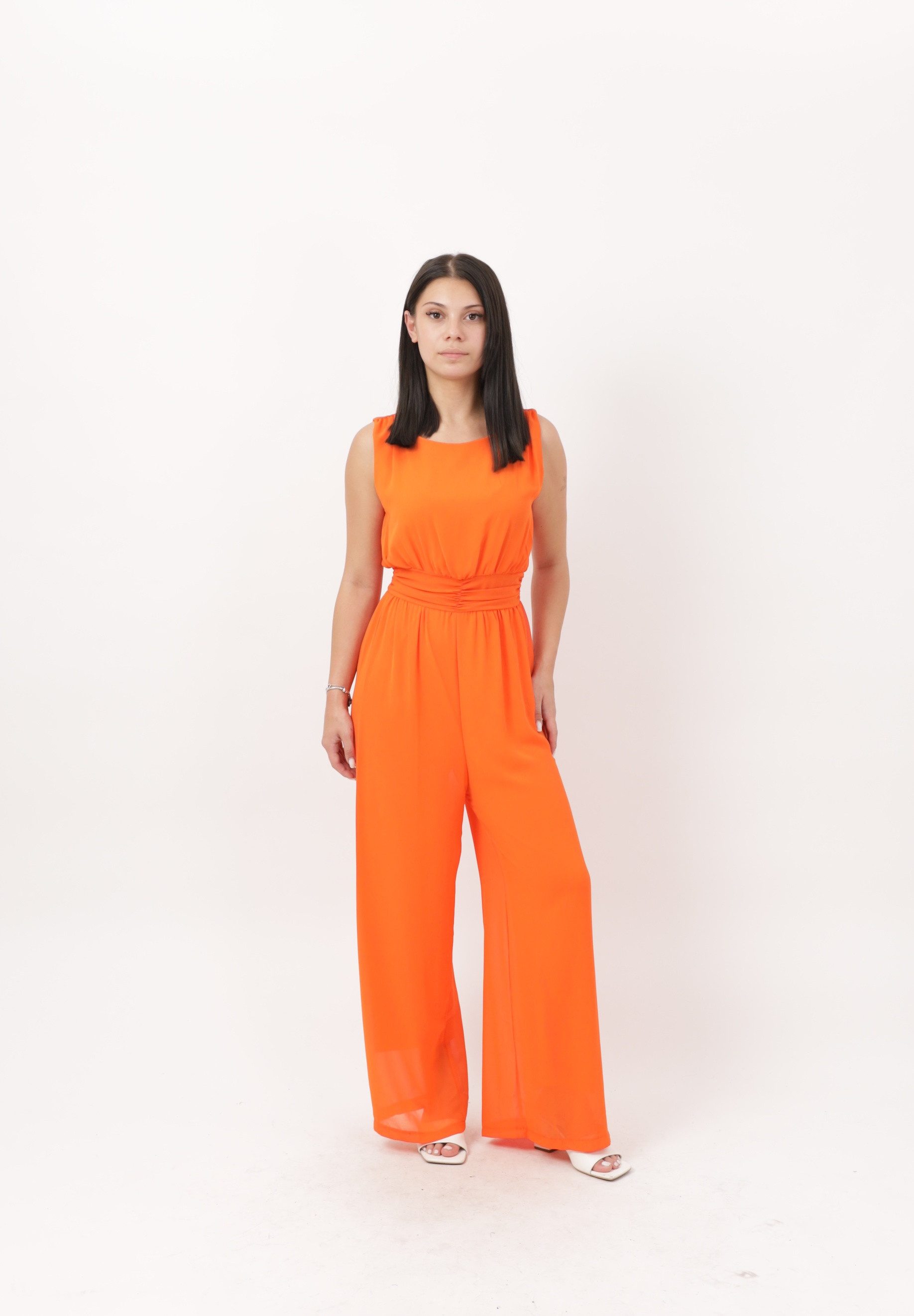 Elara Jumpsuit — Damen Overall mit weitem Bein, Taillenbund und Chiffon-Look