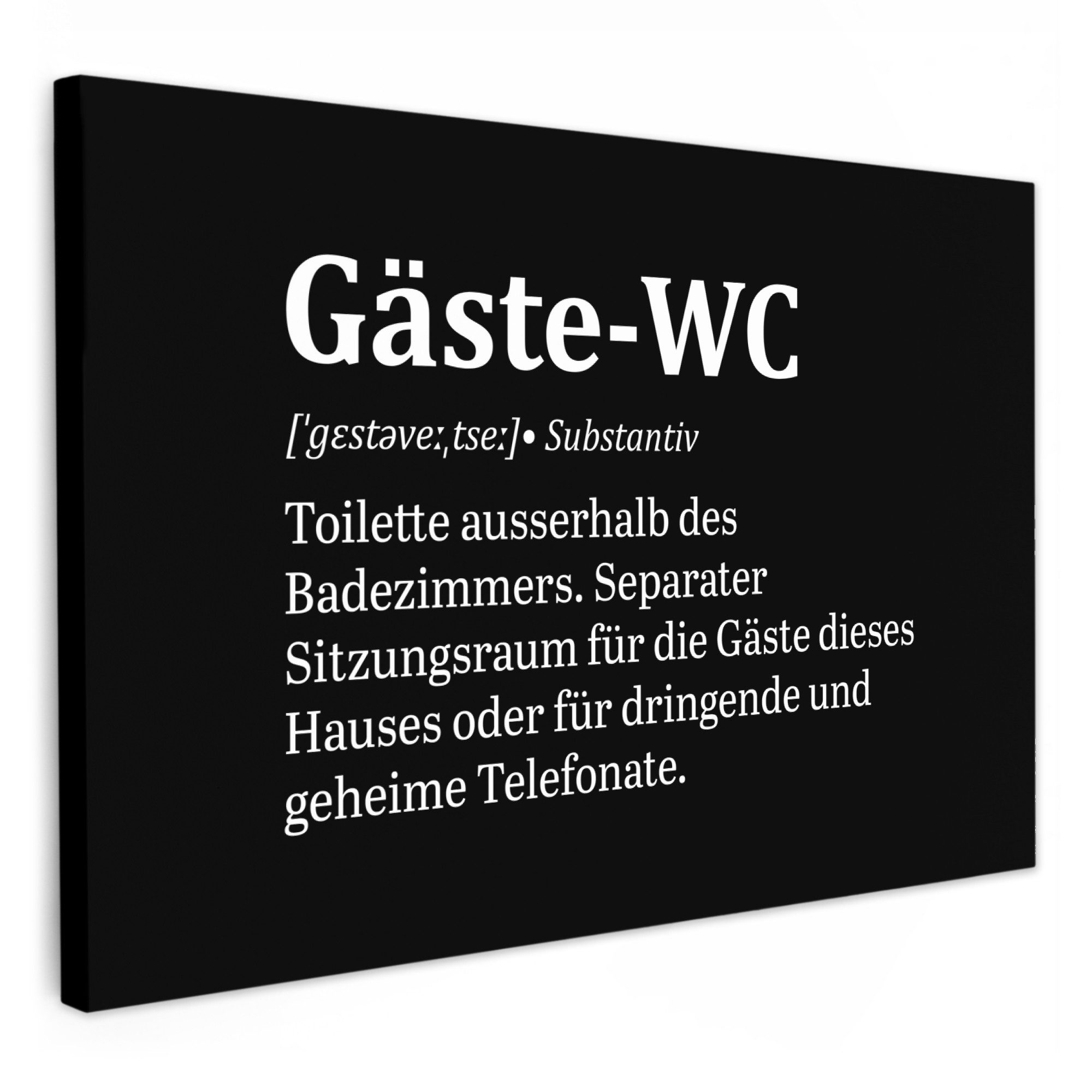OneMillionCanvasses® Leinwandbild Zitat - Gäste-wc - Definition - Schwarz - günstig online kaufen