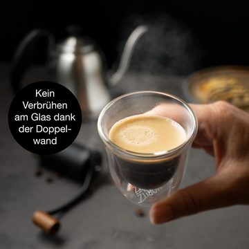 Moritz & Moritz Gläser-Set Moritz & Moritz Barista Napoli 4 x 60 ml Doppelwand-Thermo-Gläser, Borosilikatglas, für Espresso, Tee, Heiß- und Kaltgetränke