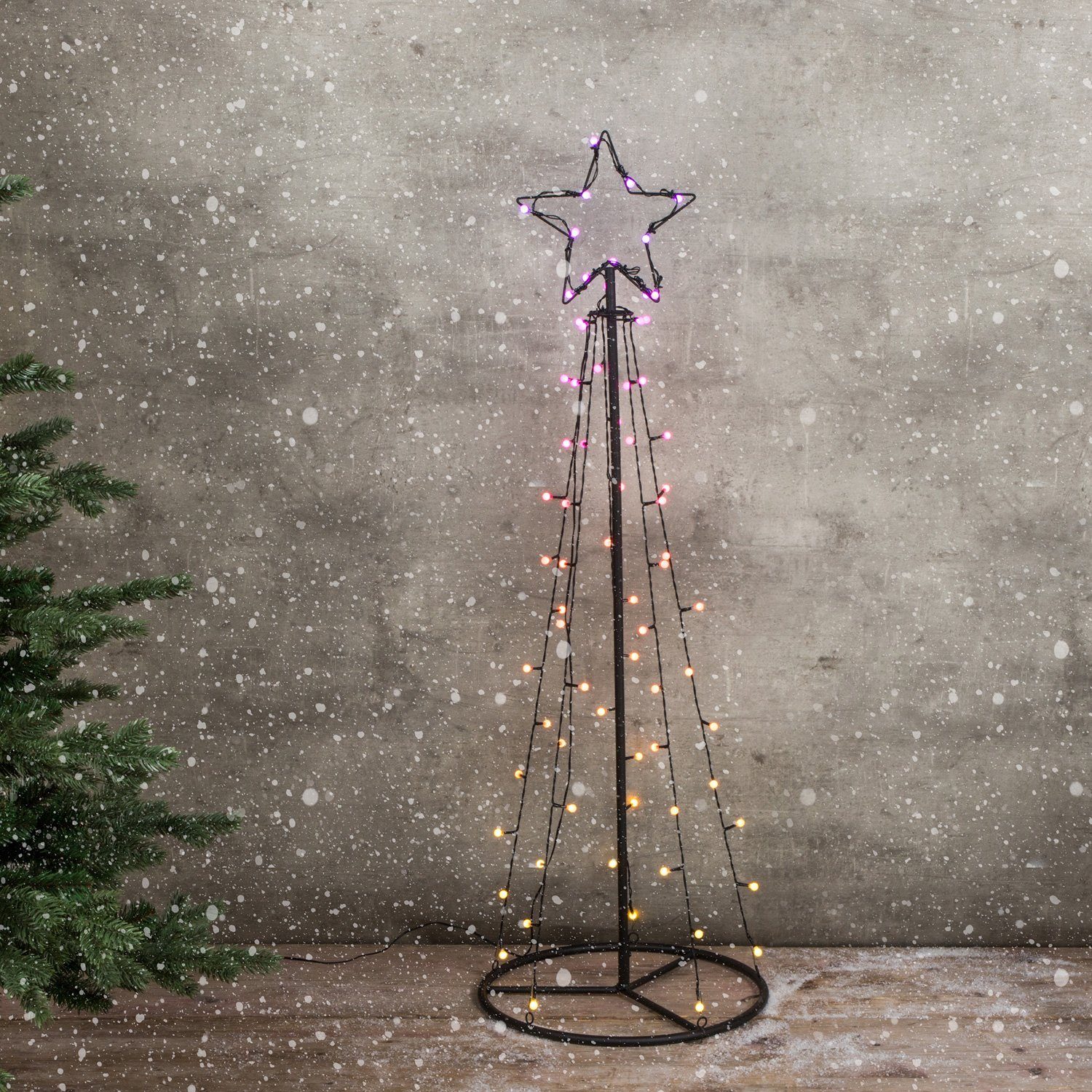 MARELIDA LED Baum LED Lichterbaum mit Stern Weihnachtsbaum 1m 62 bunte LED außen, LED Classic, mehrfarbig / bunt