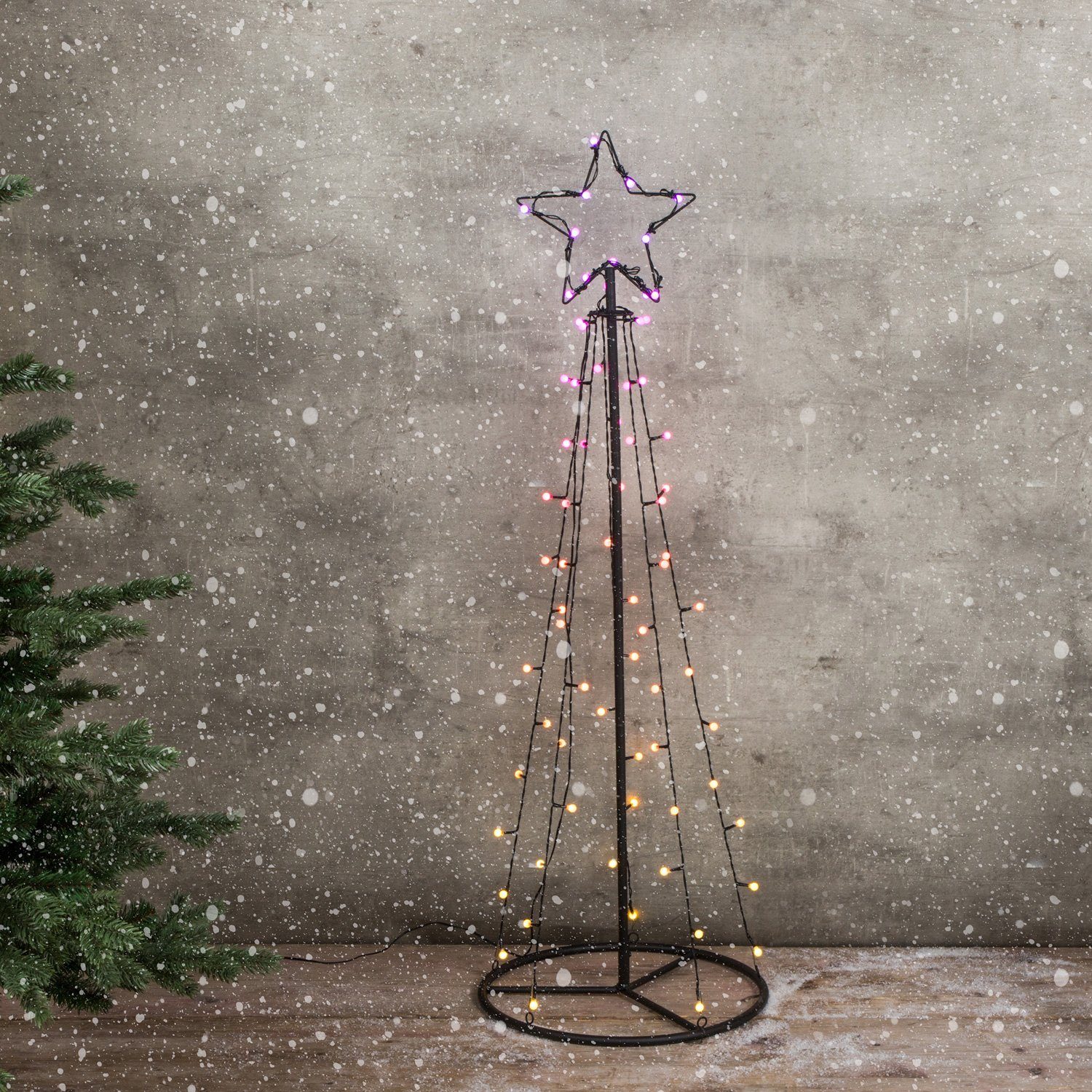 MARELIDA LED Baum LED Lichterbaum mit Stern Weihnachtsbaum 2m 62 bunte LED  außen, LED Classic, mehrfarbig / bunt