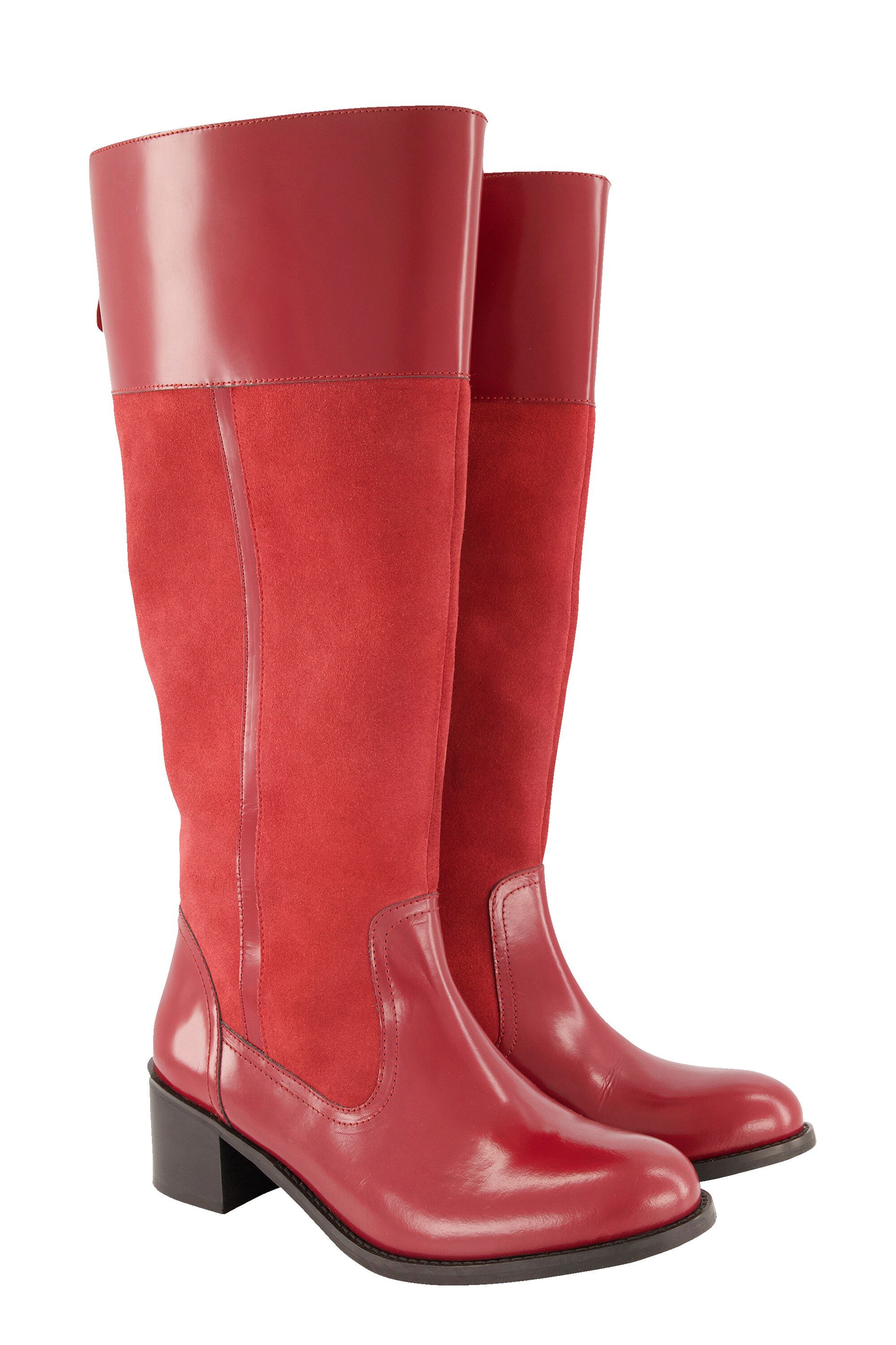 Ulla Popken Lederstiefel XXL-Schaft Zipper Veloursleder günstig online kaufen