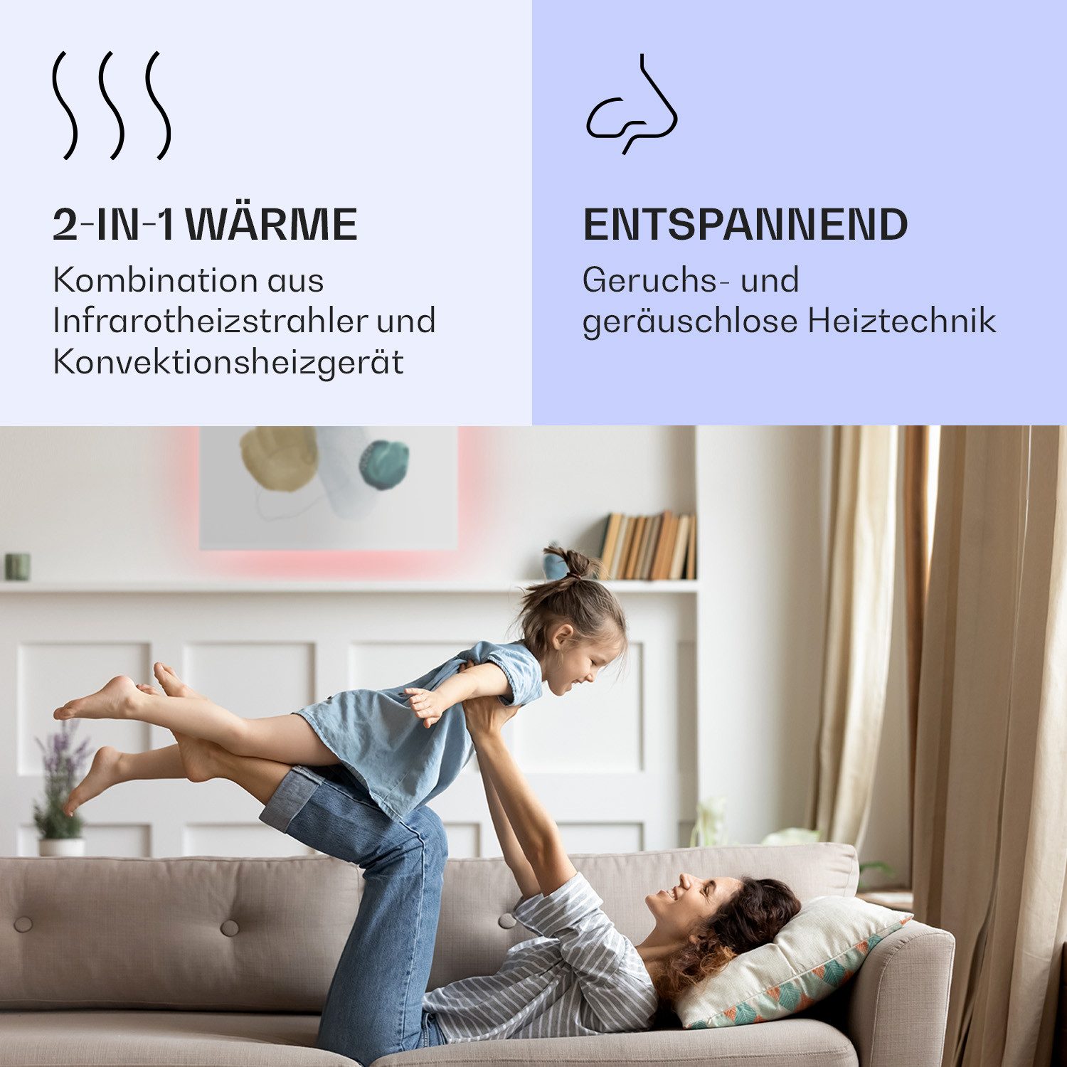 Klarstein Heizstrahler Mojave Smart 750 W abstract, elektrische Infrarot Wandheizung Thermostat Bild Heizung elektrisch