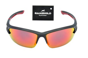 Gamswild Sportbrille UV400 Sonnenbrille Skibrille Fahrradbrille Halbrahmenbrille Damen, Herren Modell WS6028 in, blau, rot-orange, violett