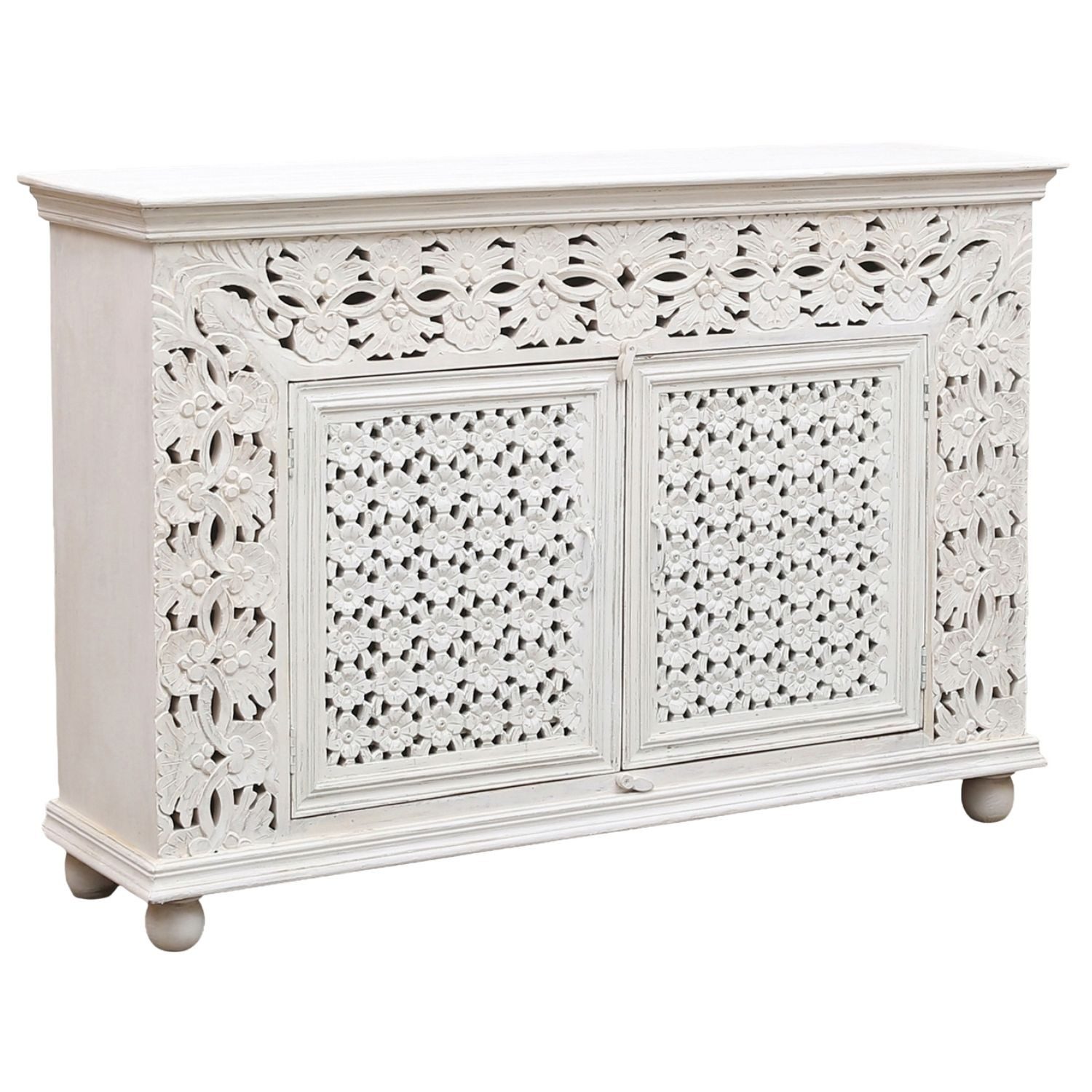 Marrakesch Orient & Mediterran Interior Sideboard Sideboard Nathifa mit dekorativer Ablage aus Mango-Massivholz 160 cm (1 St), Handarbeit