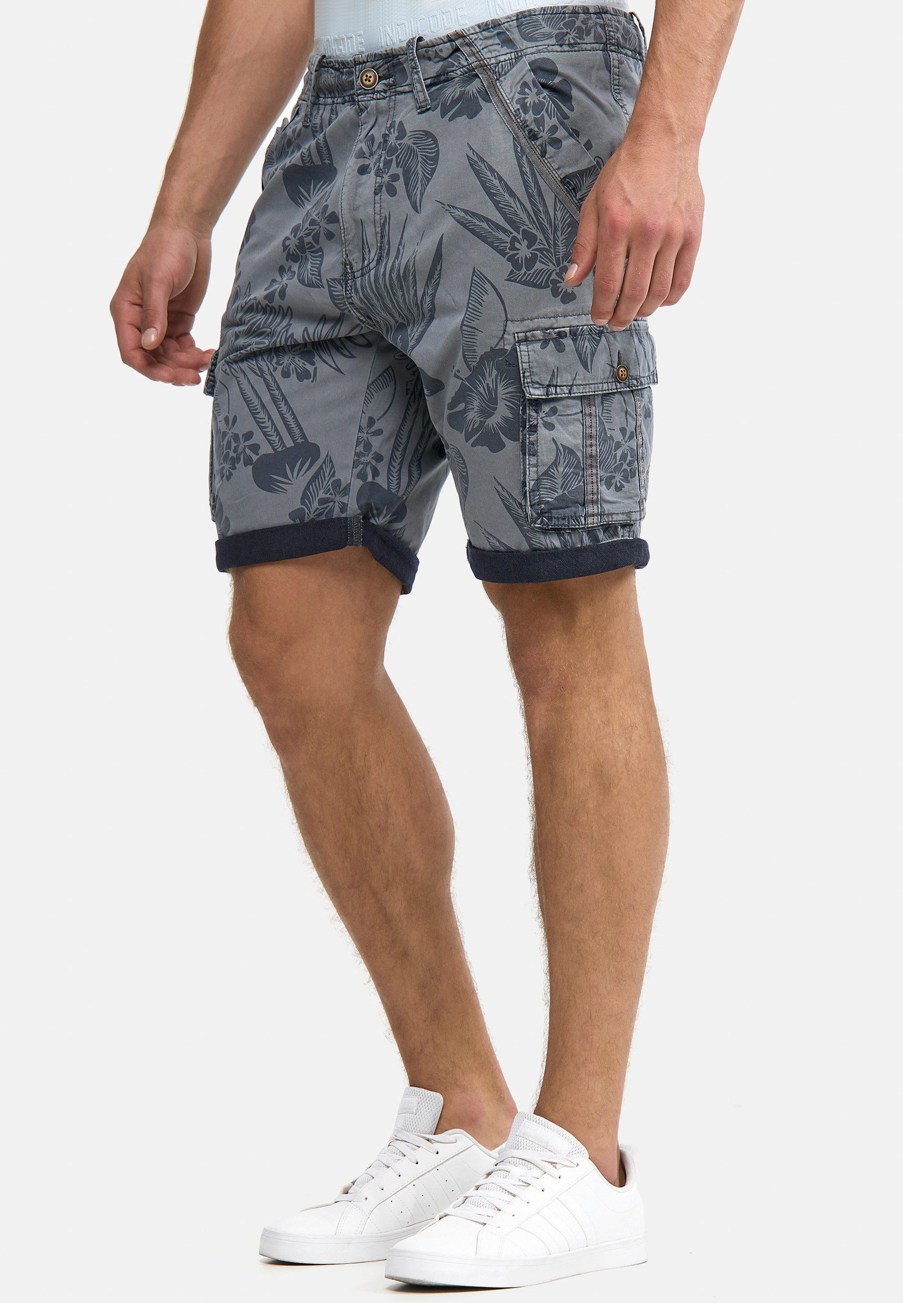 Indicode Cargoshorts Herren Albert Cargo Shorts Herrenshorts Hawaiishorts mit 6 Taschen, 100% Baumwolle
