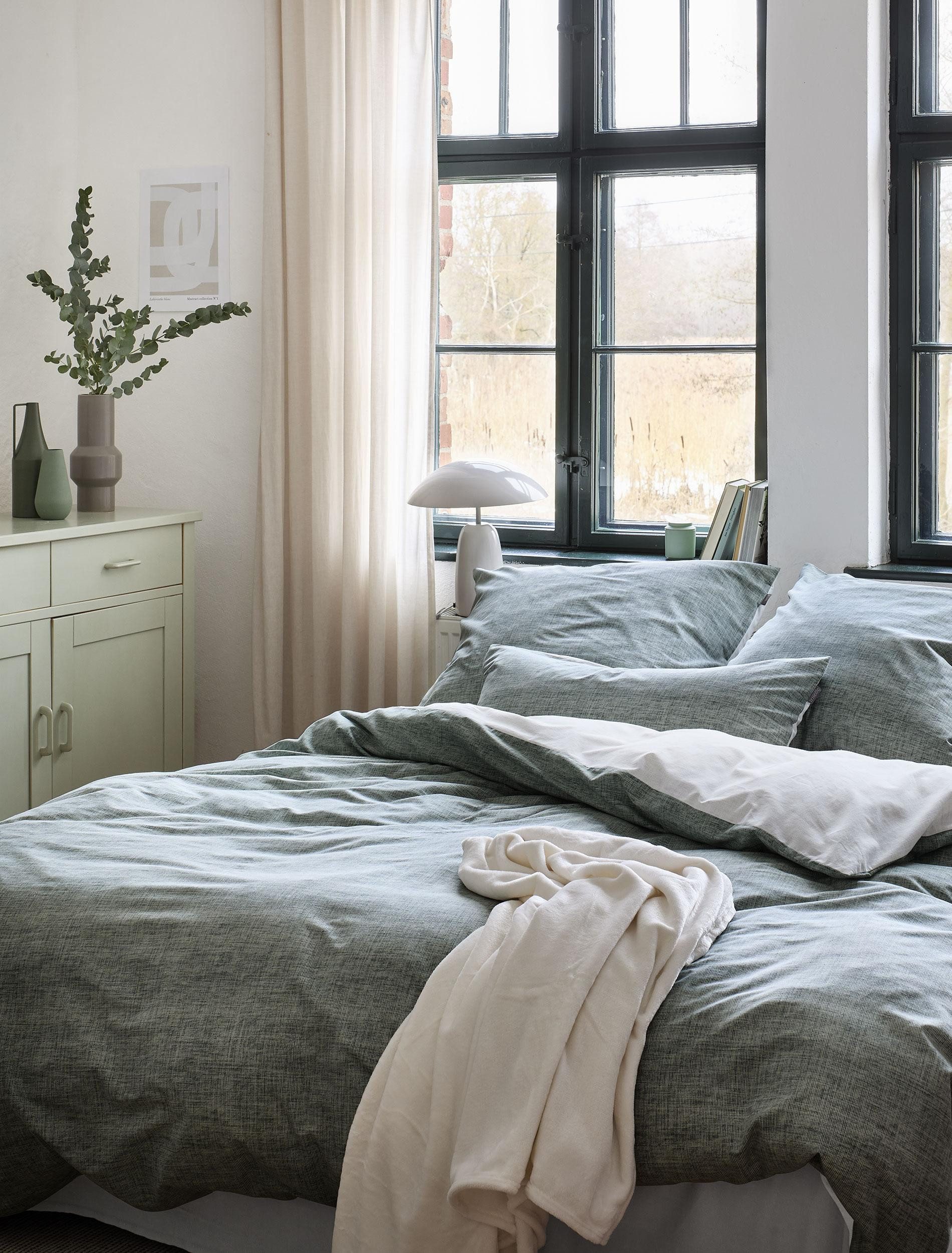 Irisette Wendebettwäsche Wave-HK 8557, Mako-Satin, 2 teilig, anschmiegsam und atmungsaktiv