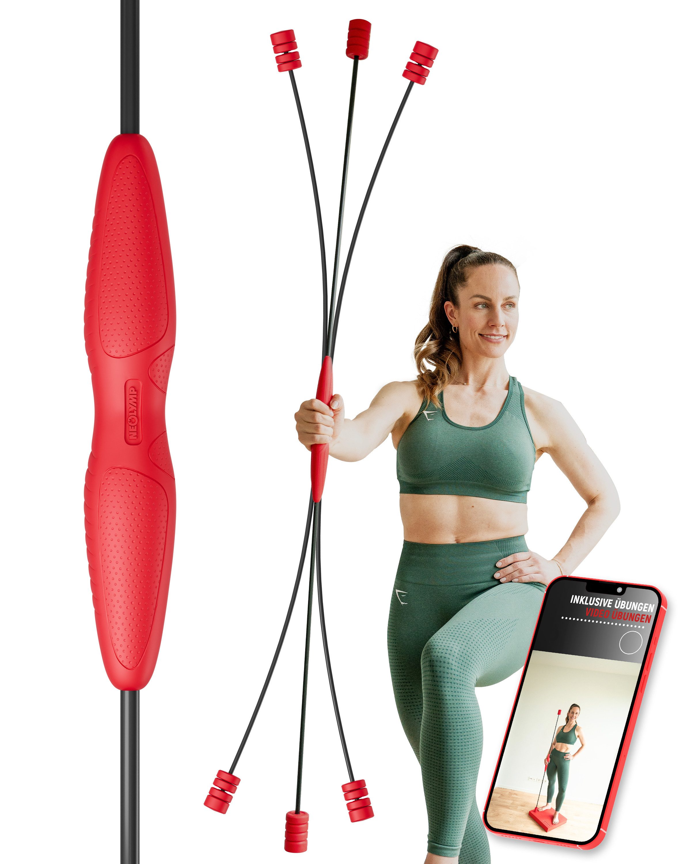 NEOLYMP Swingstick Schwingstab Fitness - Verstellbare Gewichte- Optimaler Schwingenschlag (Schwingstab inklusive Tragetasche und Video Anleitung, Schwingstab inklusive Tragetasche und Video Anleitung), Verstellbar & langlebig. Ideal für Anfänger-Profis. Inkl. Tragetasche