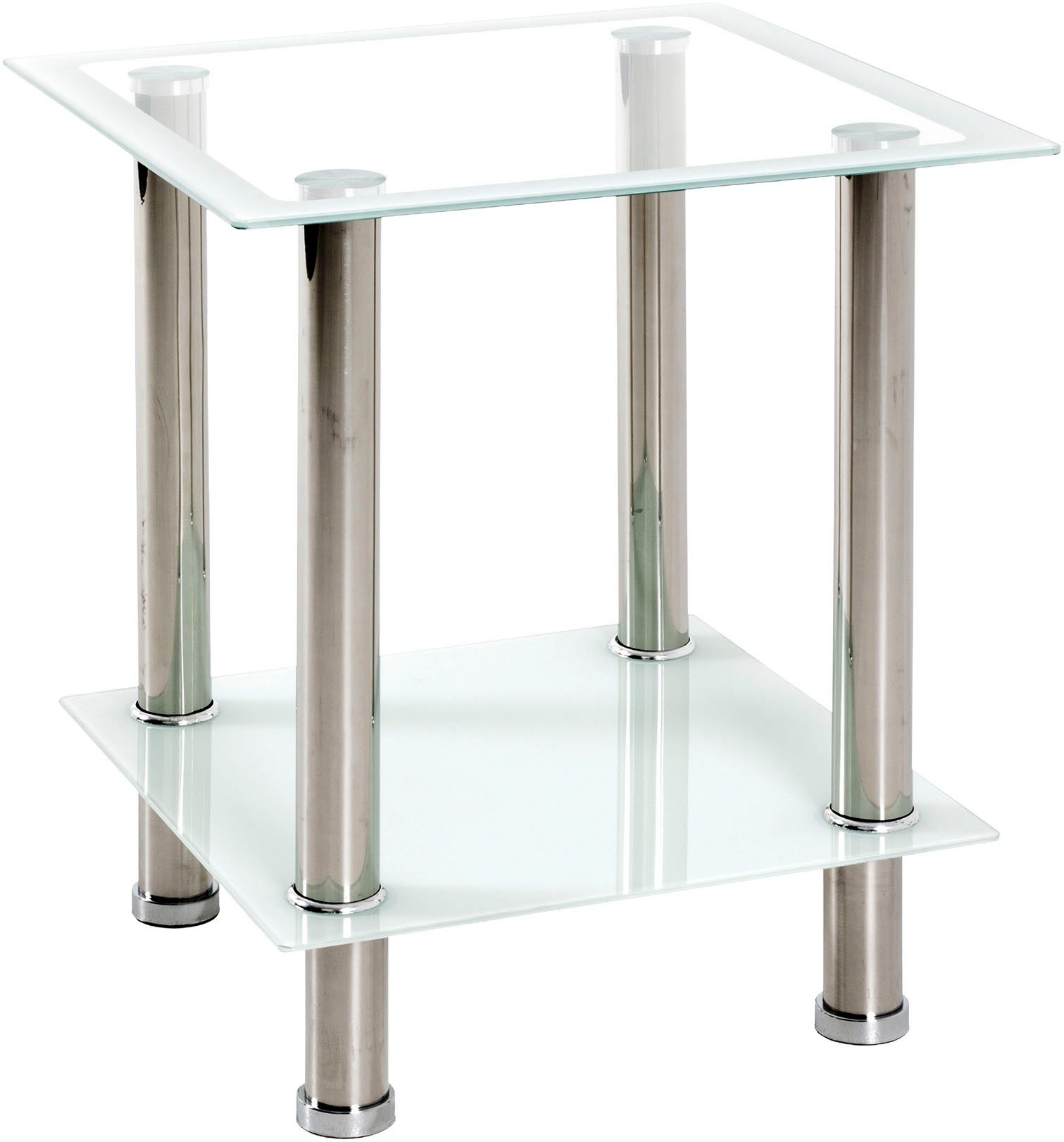 HAKU Beistelltisch Sofatisch, Wohnzimmertisch (1-St), quadratisch - aus Edelstahl Silber B/T/H 40/40/46 cm