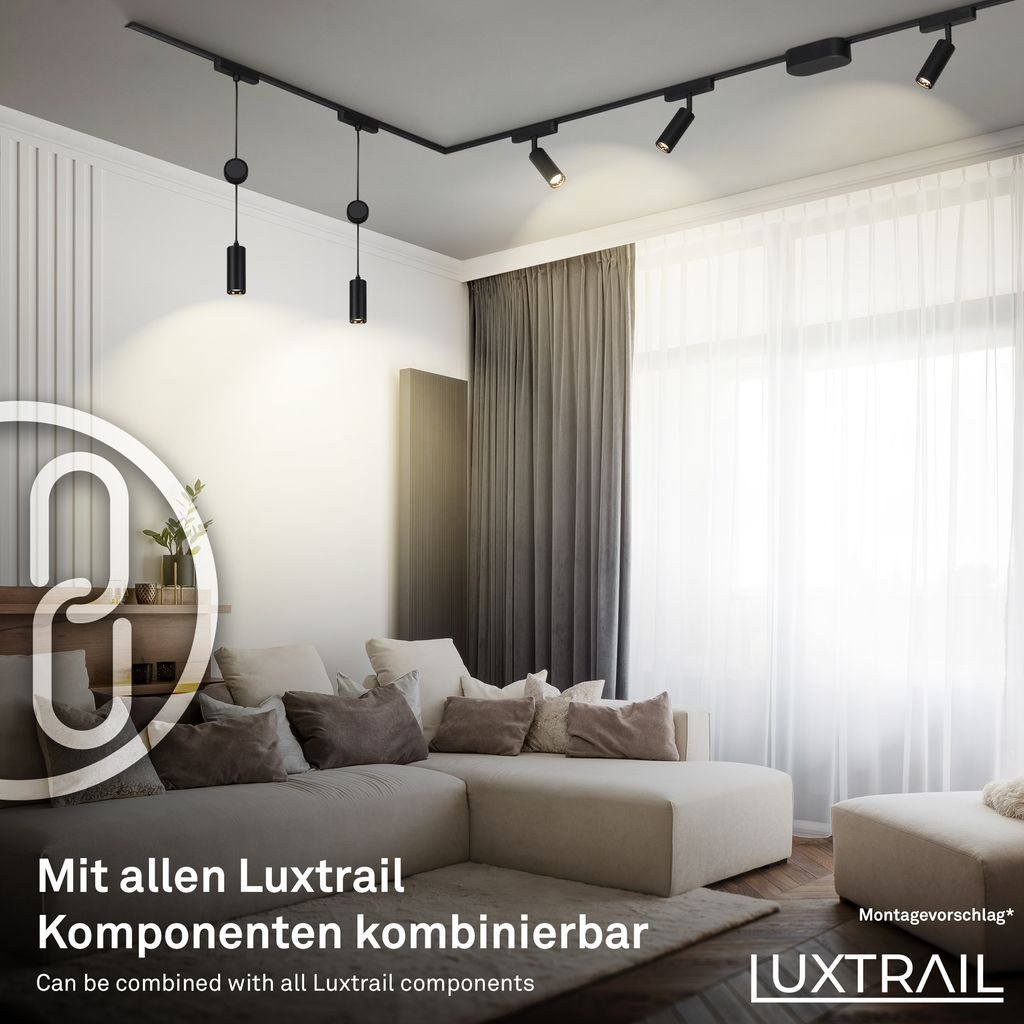 Briloner Leuchten LED Deckenleuchte 8028005, LED fest integriert, Stromschiene 1m Schwarz Schienensystem Luxtrail Wohnzimmer Büro Küche